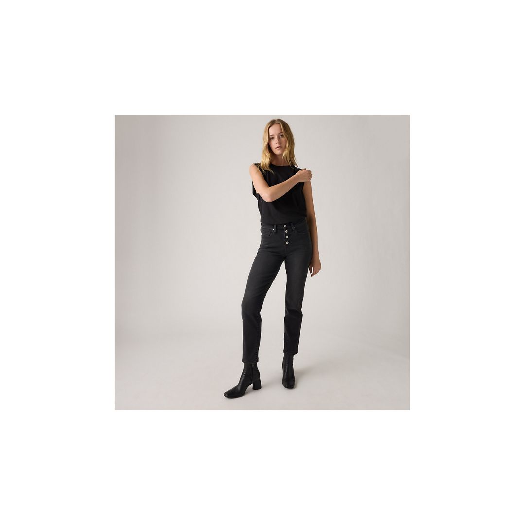 Levi's 724 High Rise Button Fly Straight Women's Jeans 32x32 In Black