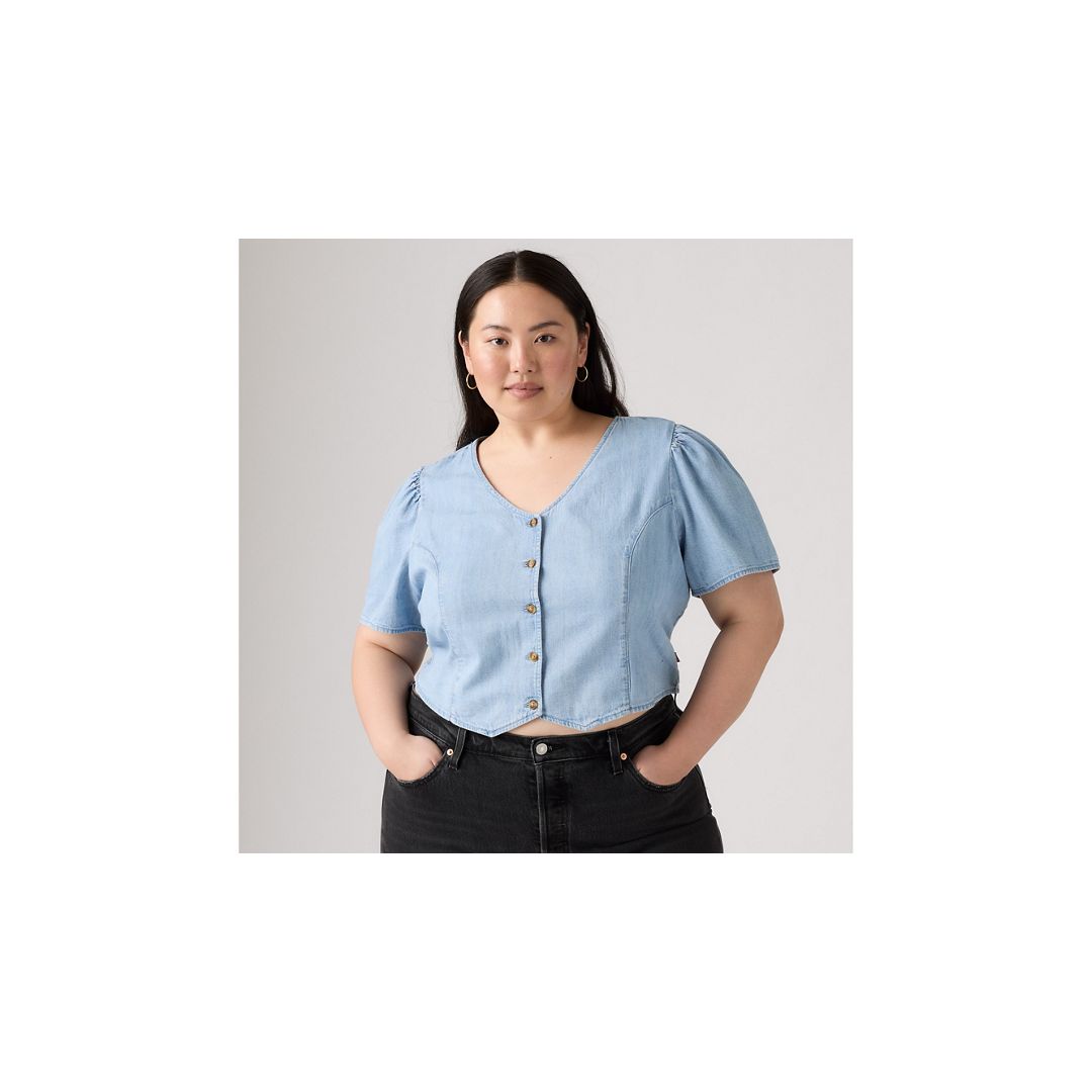 Levi's Plus Size Moxie Cotton Denim Blouse In Blue