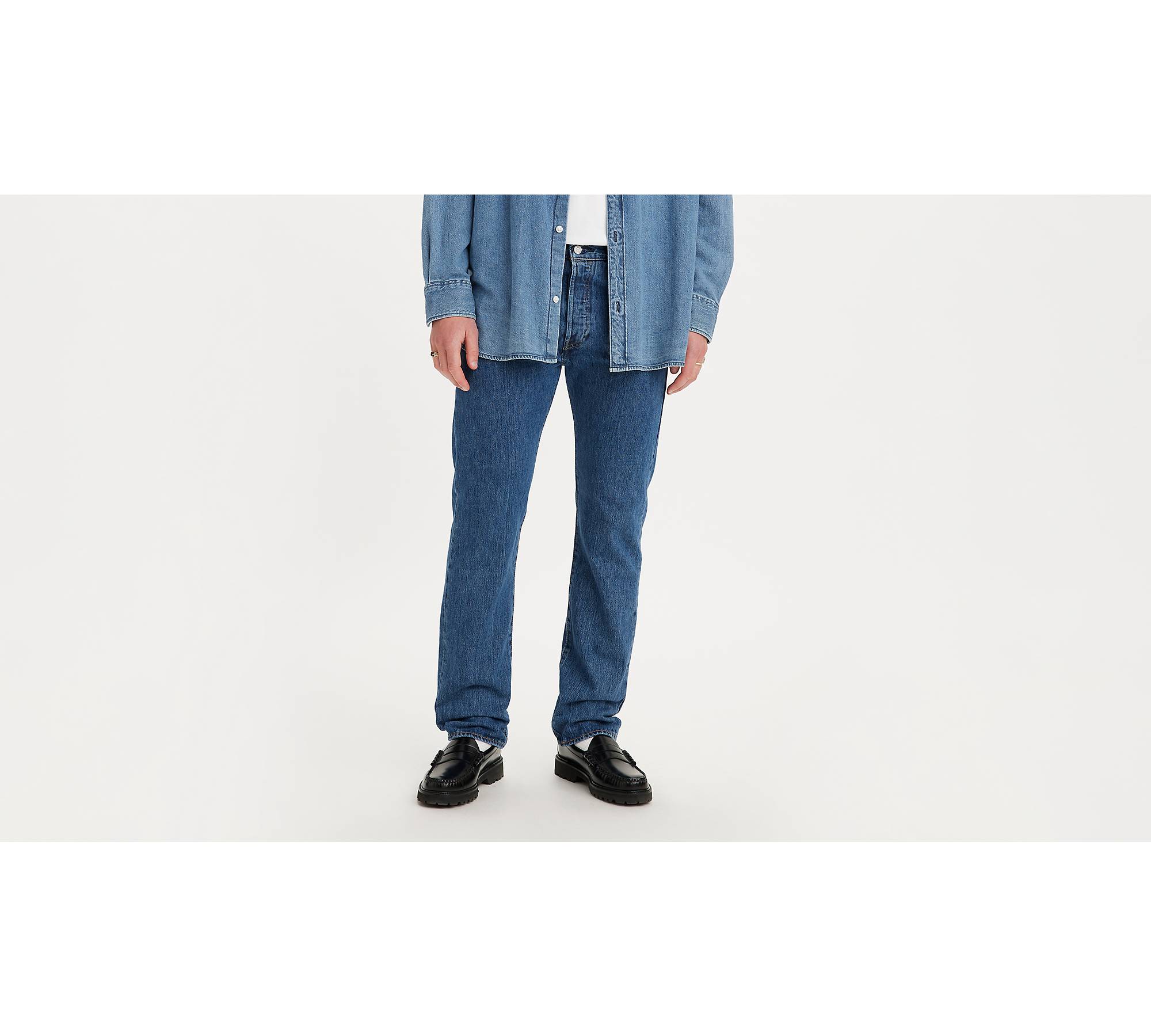 Levis 501 Original Regular Fit Mens Jeans - Onewash Blue - Jeans