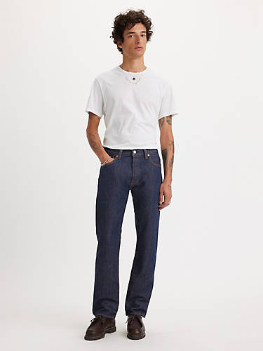 리바이스 Levi 501 Original Fit Mens Jeans,Rinse - Dark Wash - Non Stretch