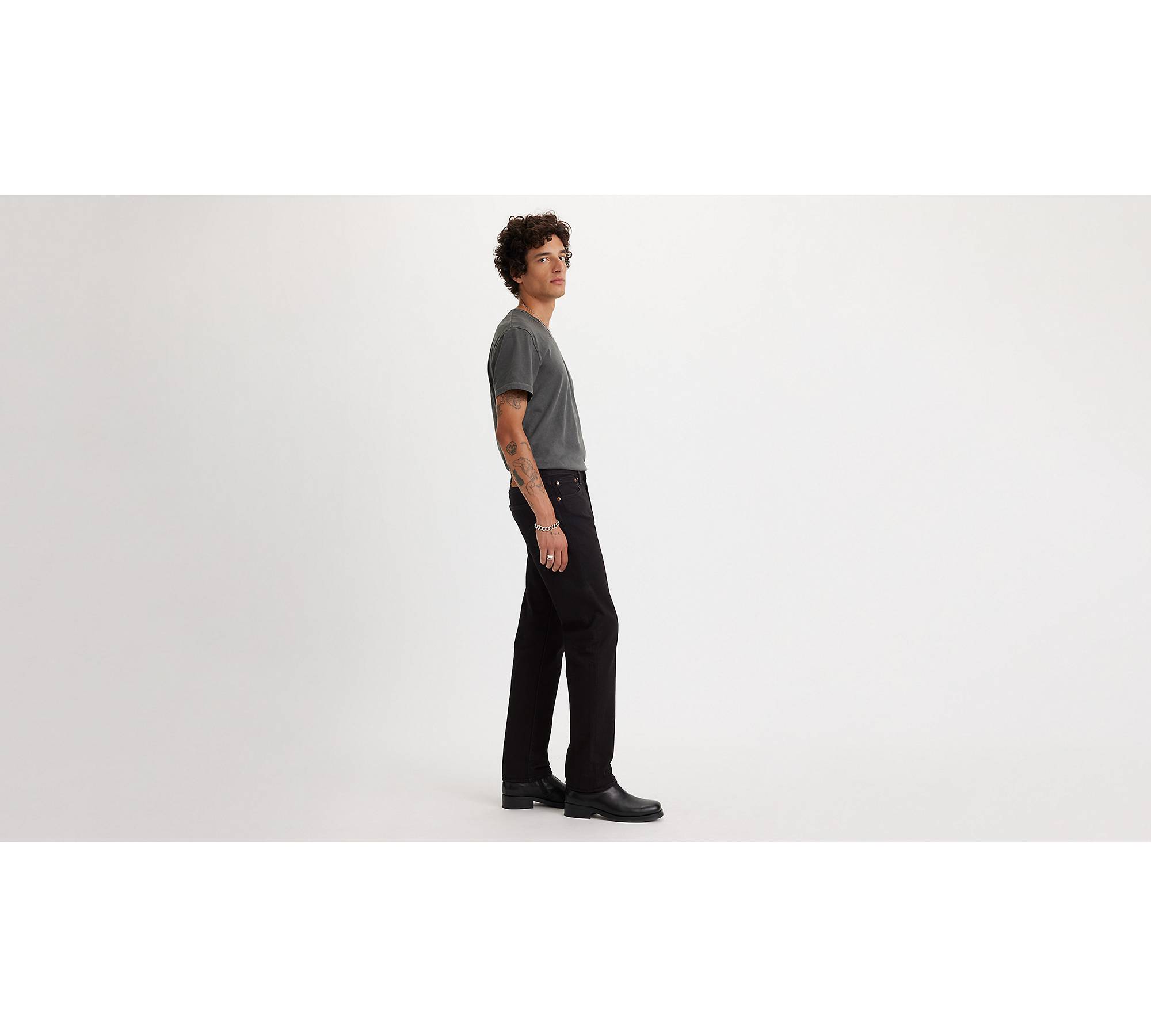 Levi's Men's 501 Original Shrink to Fit Mid Rise Regular Fit Straight Leg  Jeans - Black