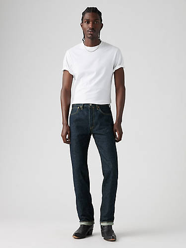 리바이스 Levi 501 Original Fit Selvedge Mens Jeans,Scantron Selvedge - Dark Wash - Non-Stretch