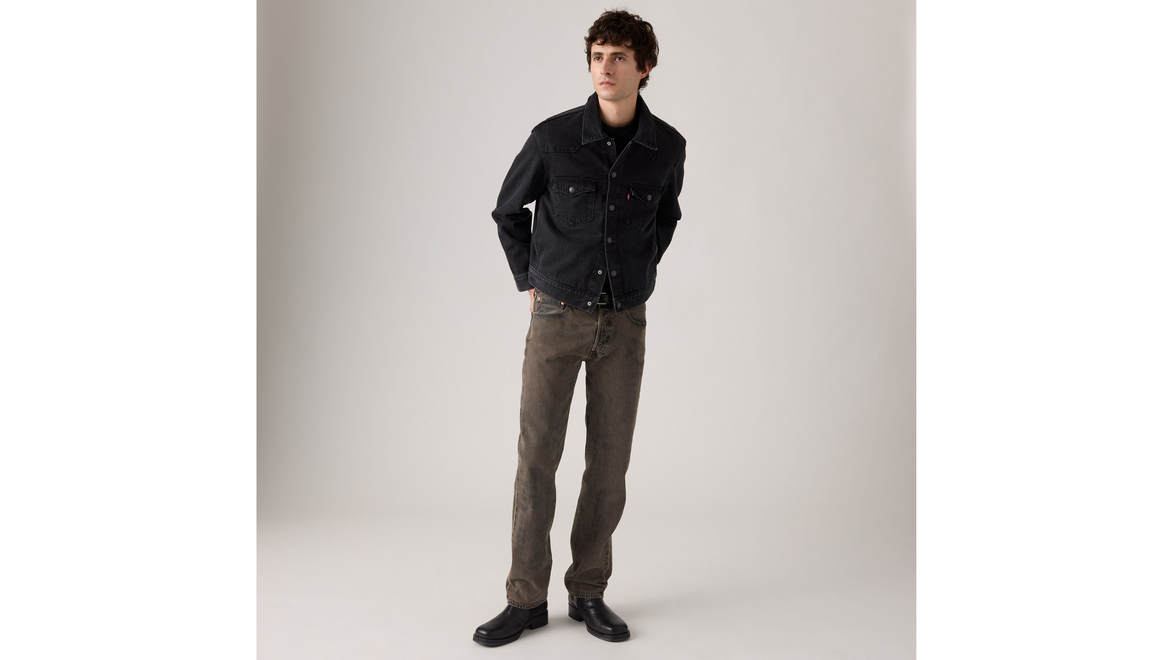 Levi's 568 Loose Straight Corduroy Jeans In Black Olive In Black