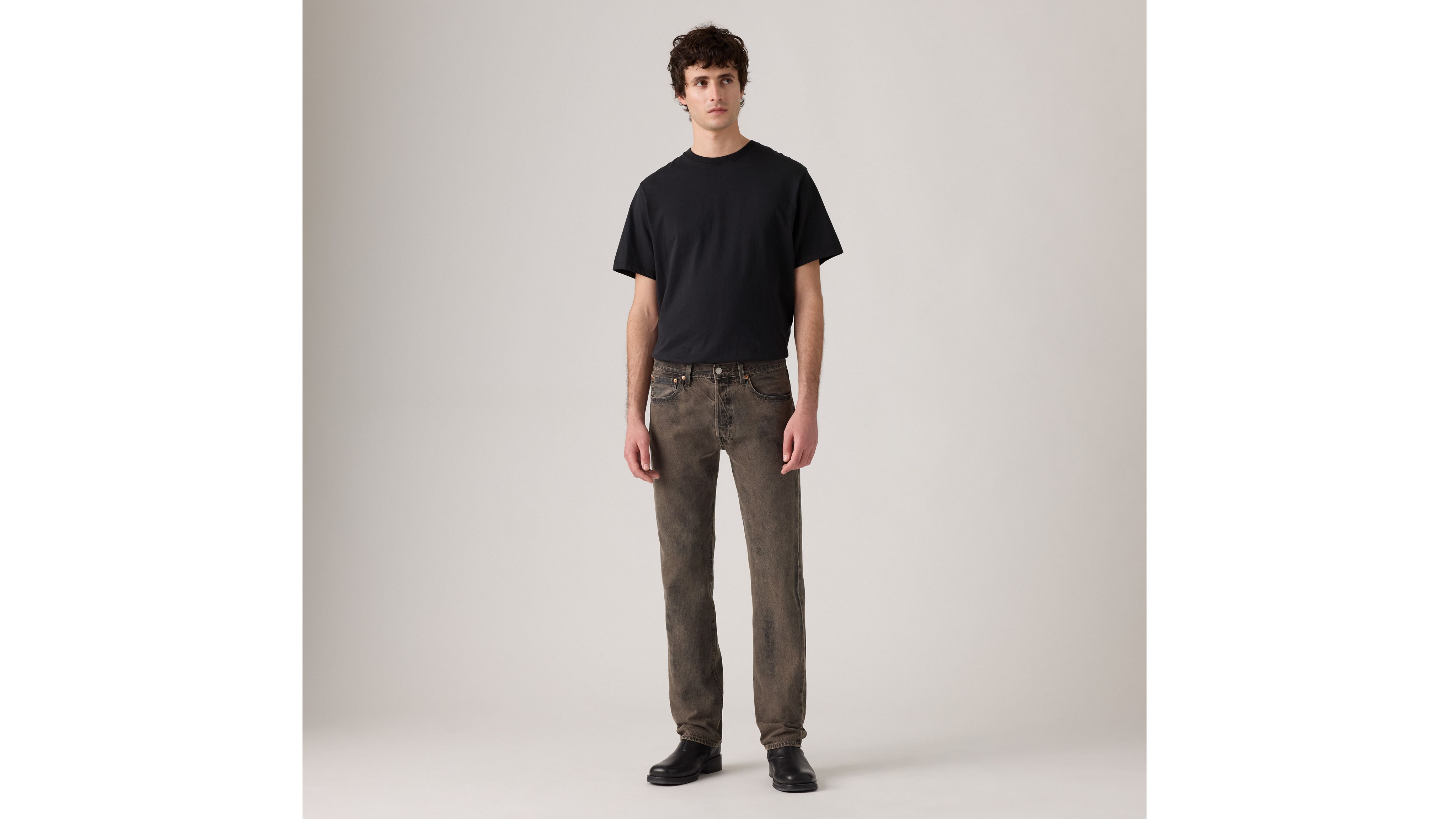 Levi's 568 Loose Straight Corduroy Jeans In Black Olive In Black