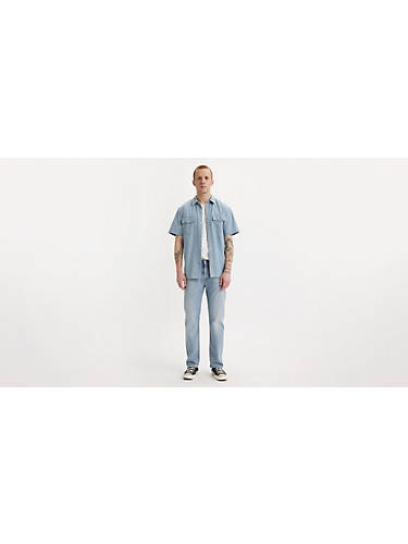 리바이스 Levi 505 Regular Fit Mens Jeans,Stuck on You - Medium Wash - Stretch
