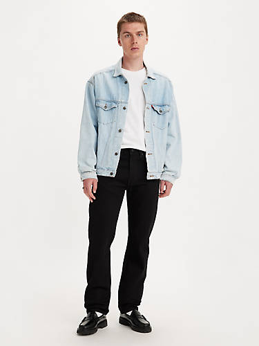 리바이스 Levi 505 Regular Fit Authentic Soft Mens Jeans,Somewhere Beyond Authentic Soft - Black - Stretch