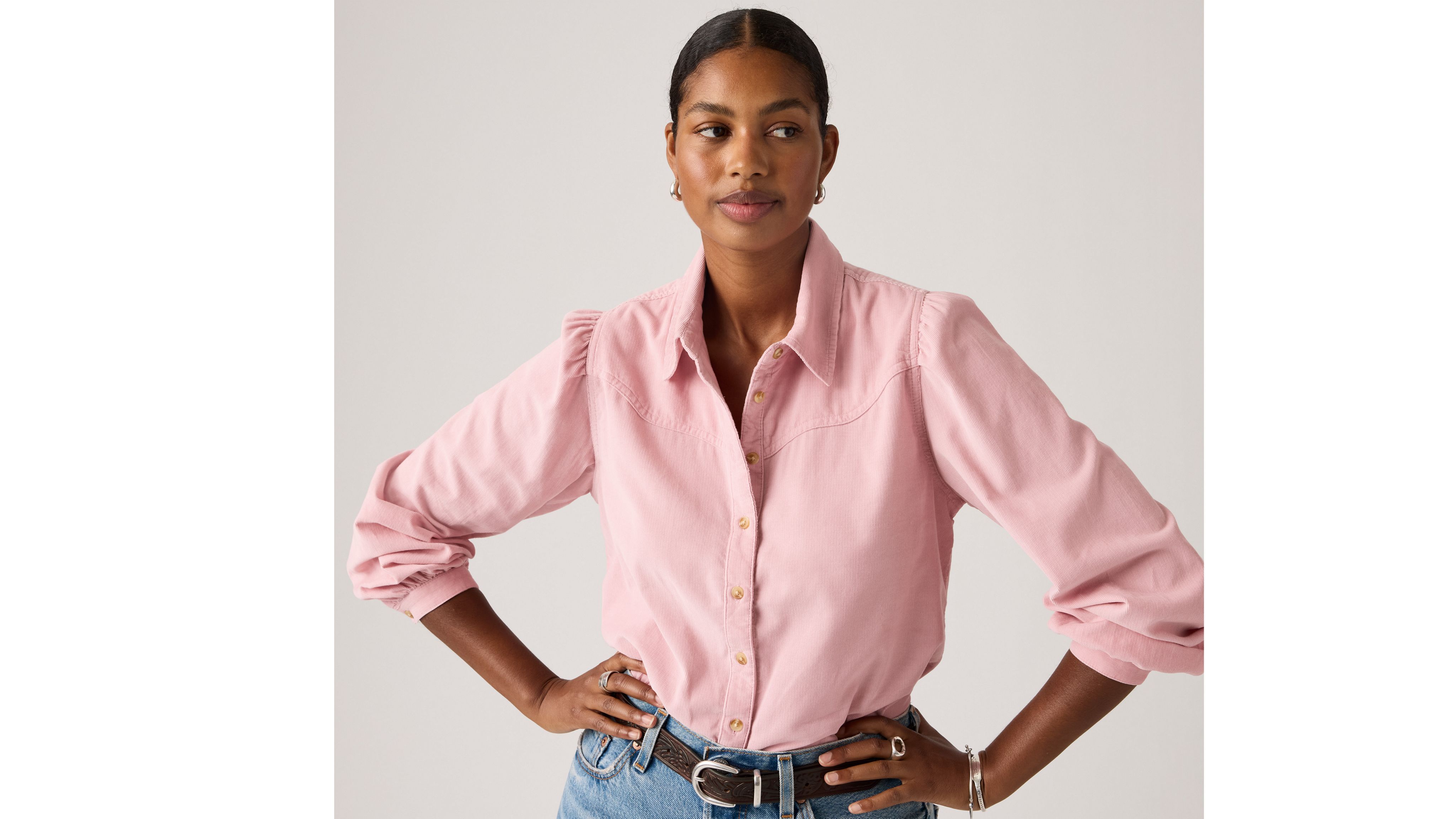 Levi's Journey Corduroy Western Shirt Chambray In Pink