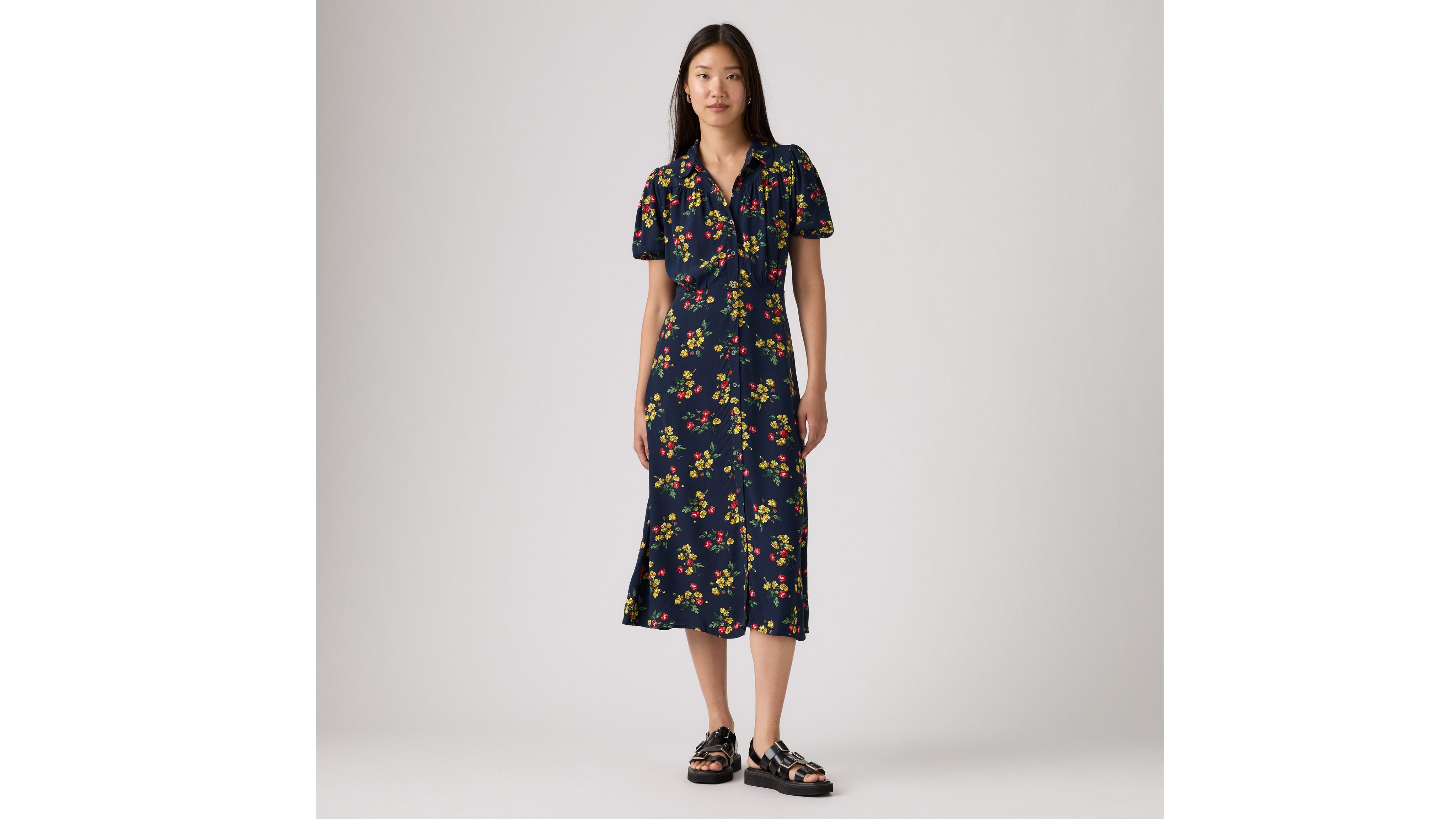 Levi's Rosa Short-sleeve Midi Dress In Blue