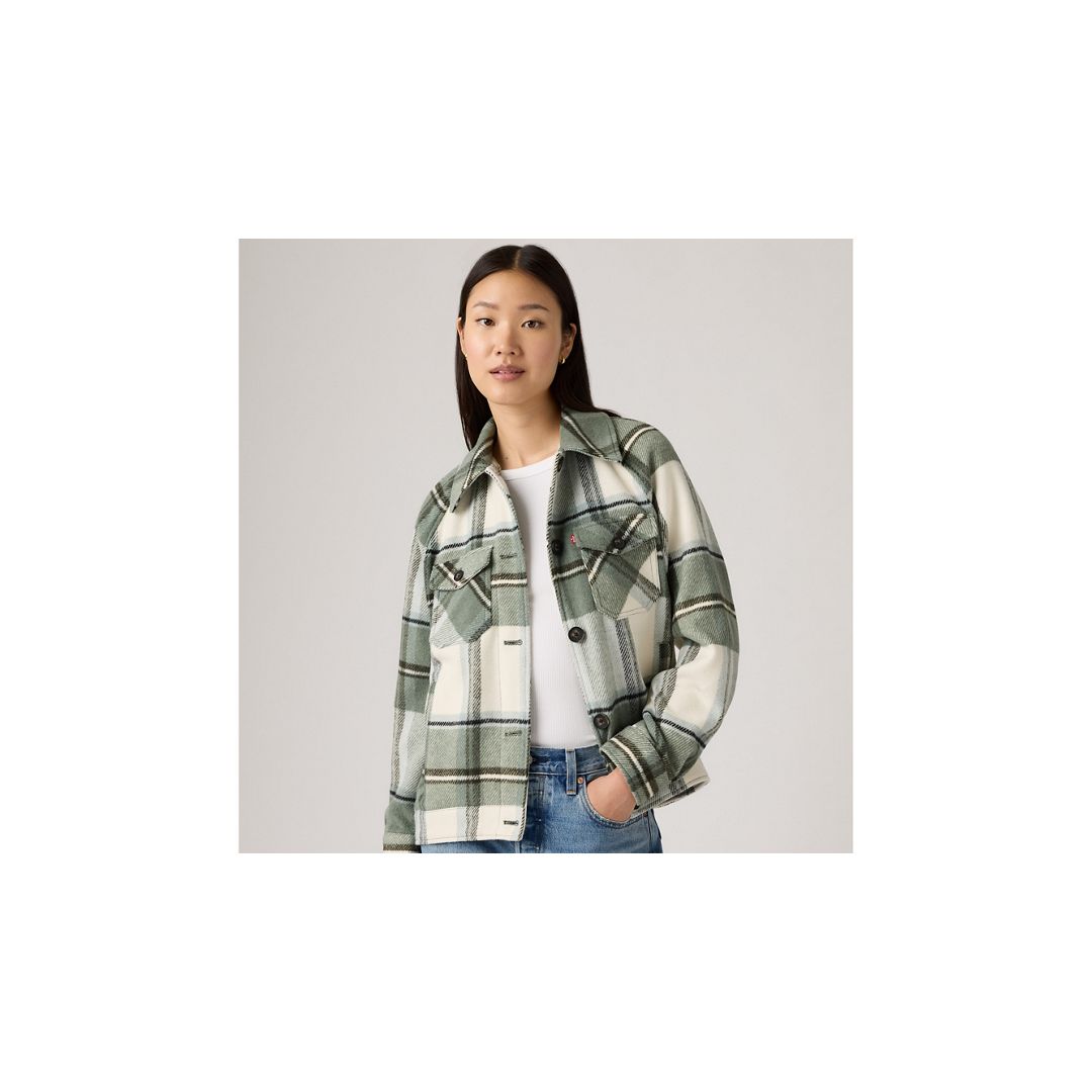Levi's Wool Blend Raglan Sleeve Shirt Jacket In Multi