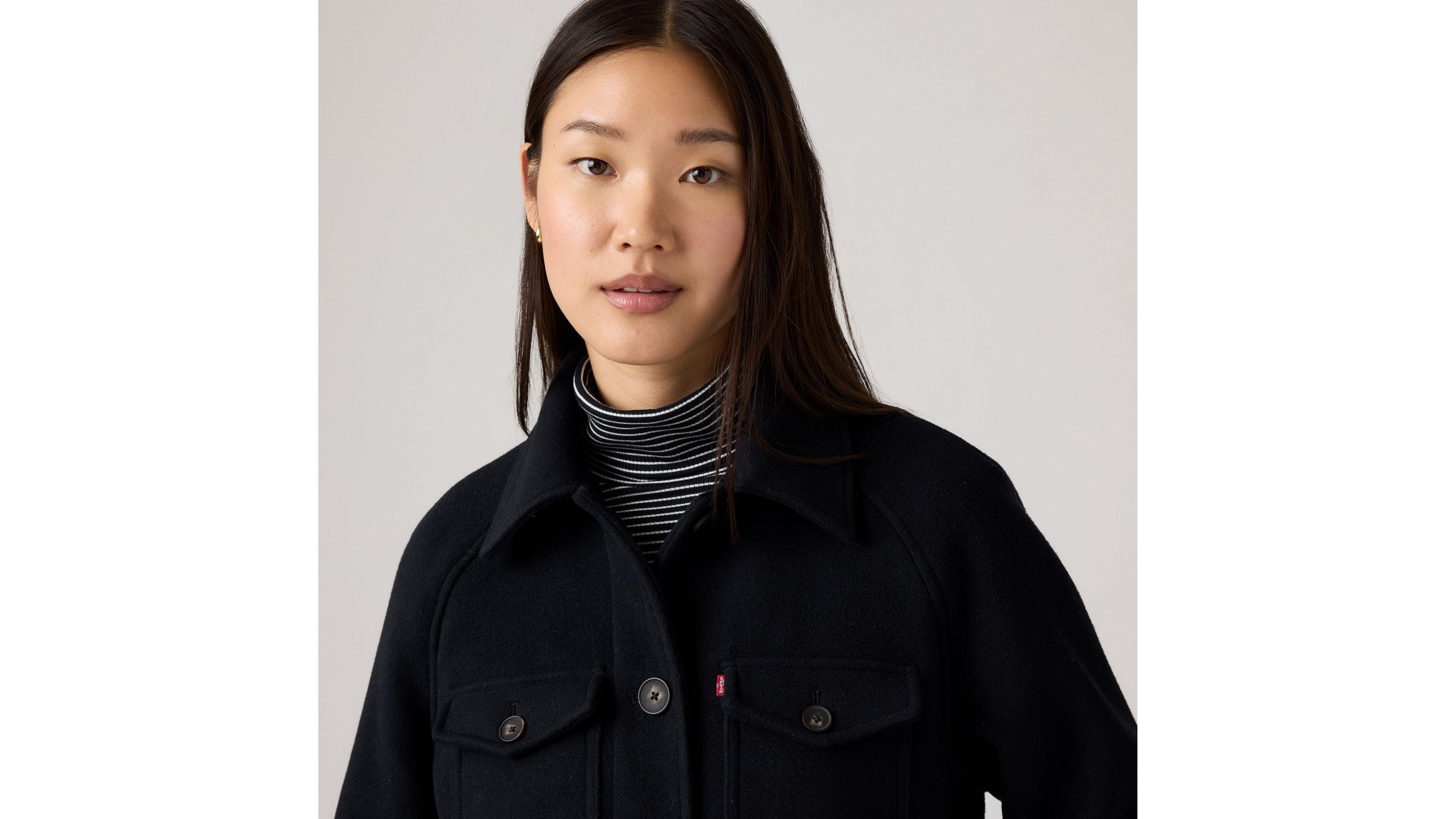 Levi's Wool Blend Raglan Sleeve Shirt Jacket In Blue