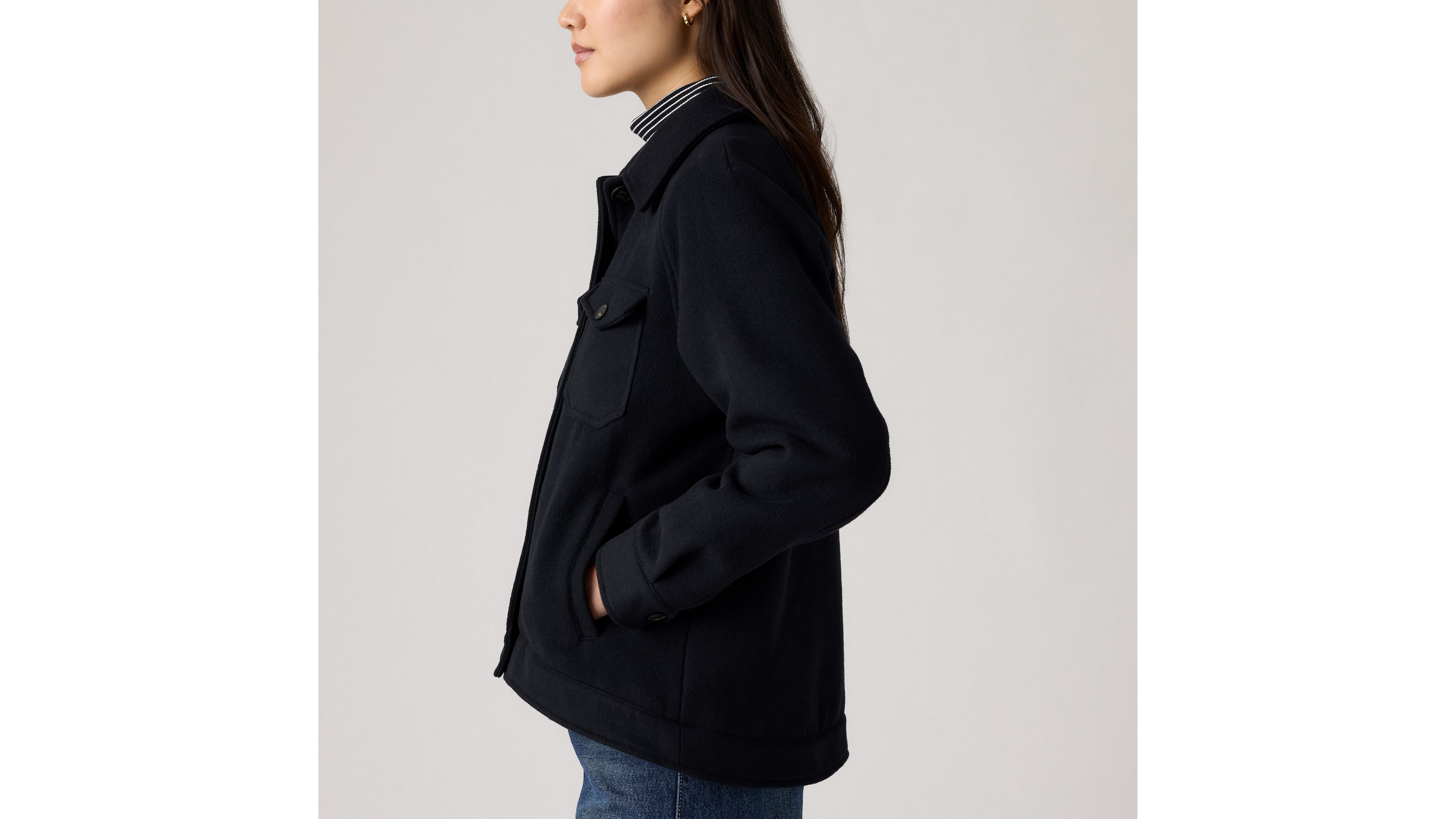Levi's Wool Blend Raglan Sleeve Shirt Jacket In Blue