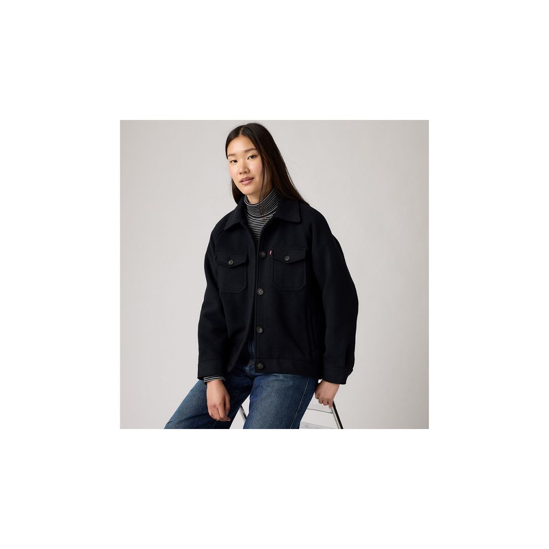 Levi's Wool Blend Raglan Sleeve Shirt Jacket In Blue