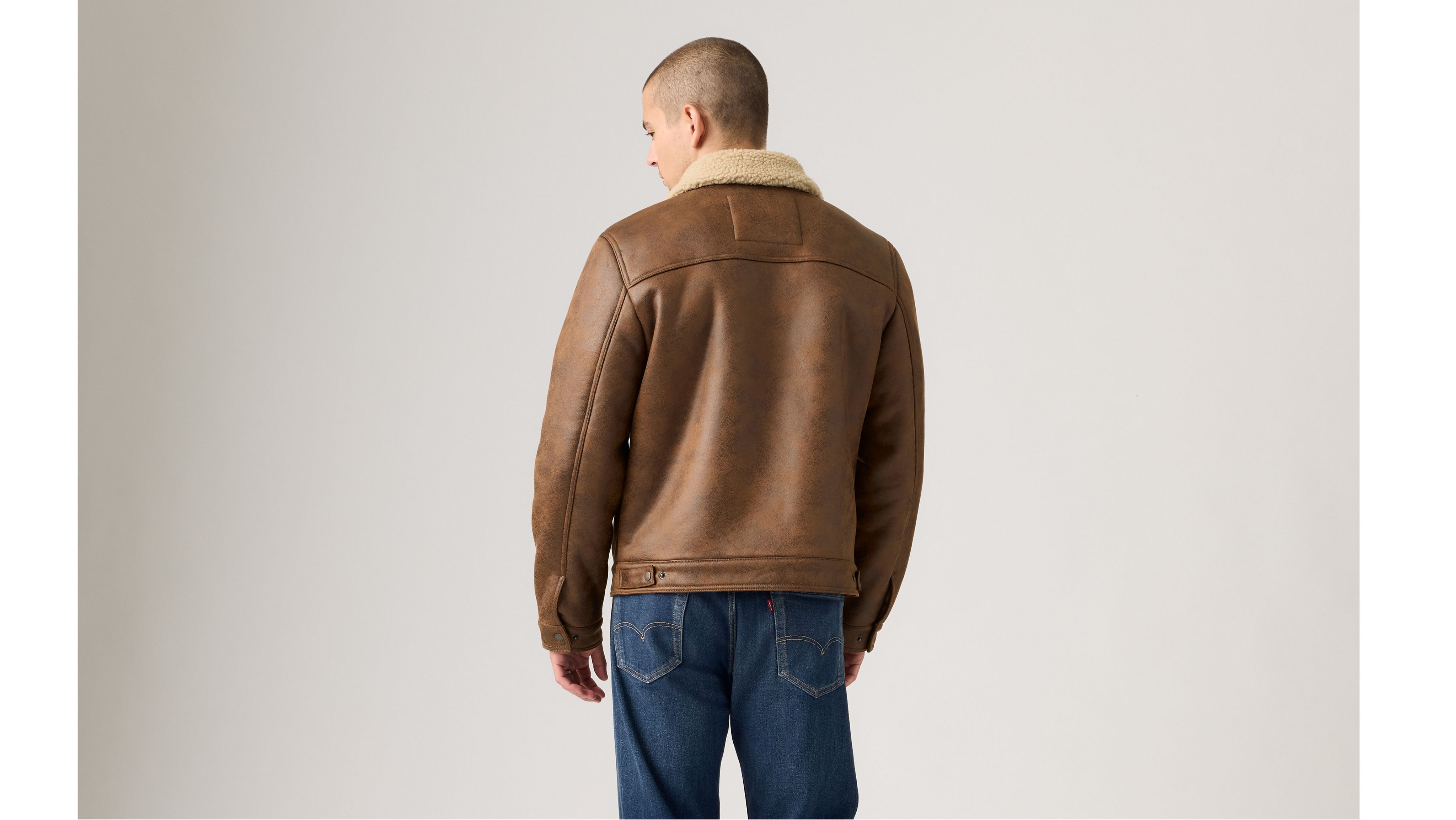 Two Chest Pocket Faux Shearling Jacket