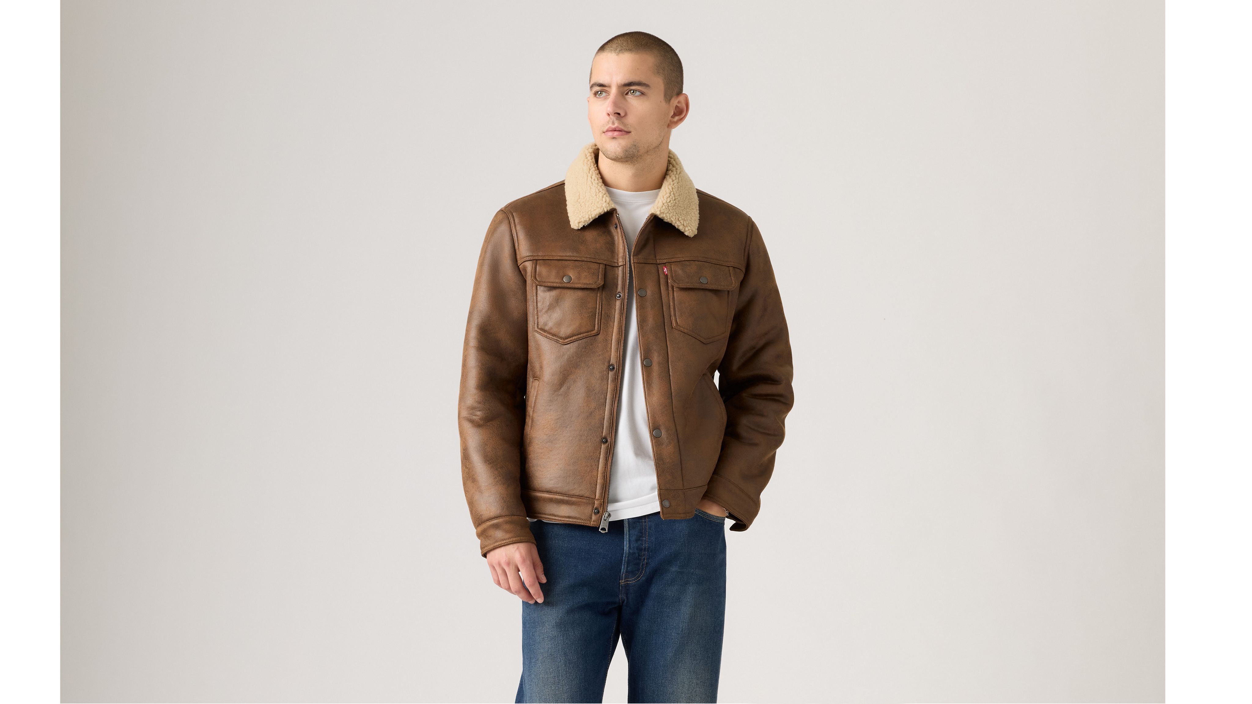 Two Chest Pocket Faux Shearling Jacket 2