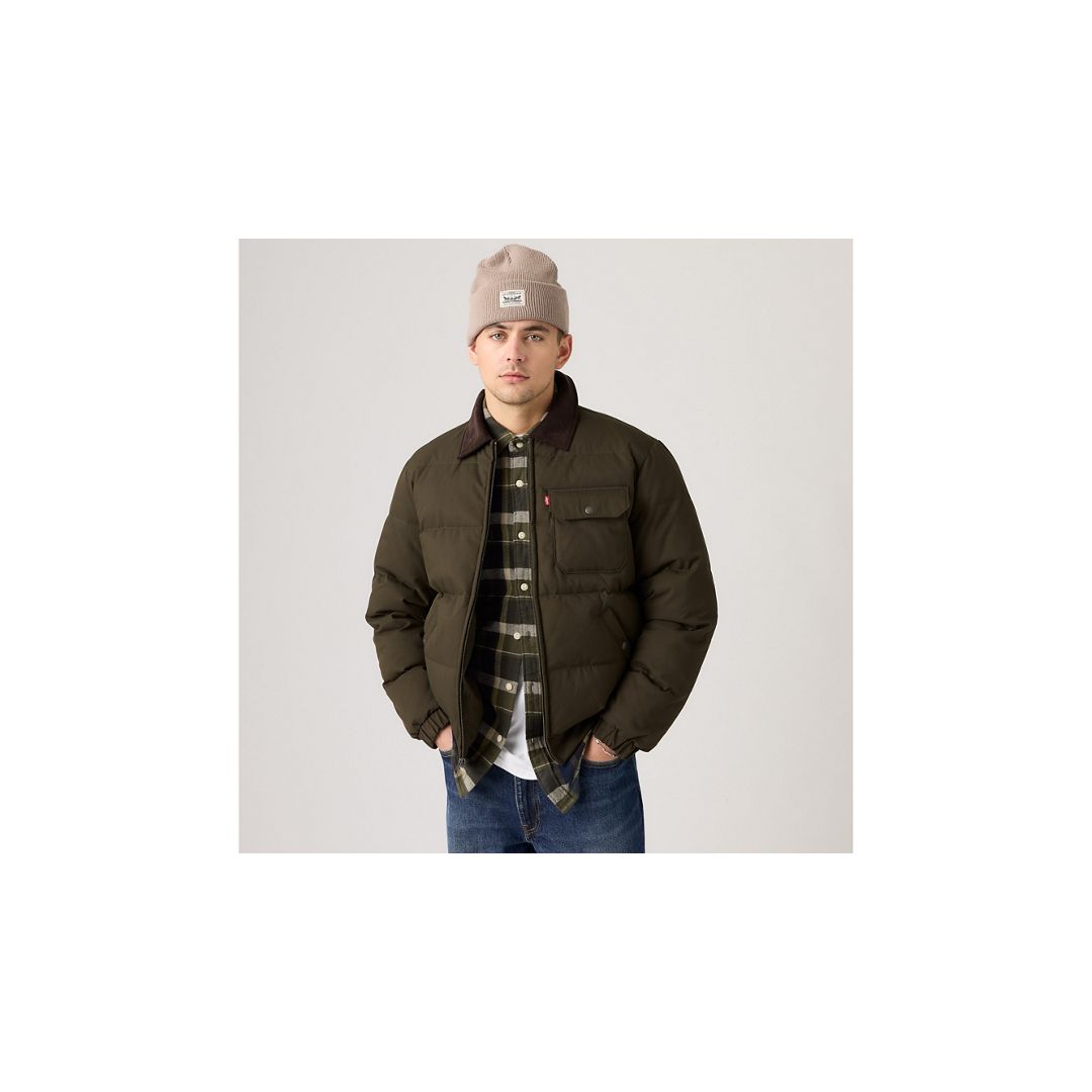 Levi's Quilted Depot Jacket With Corduroy Collar In Green