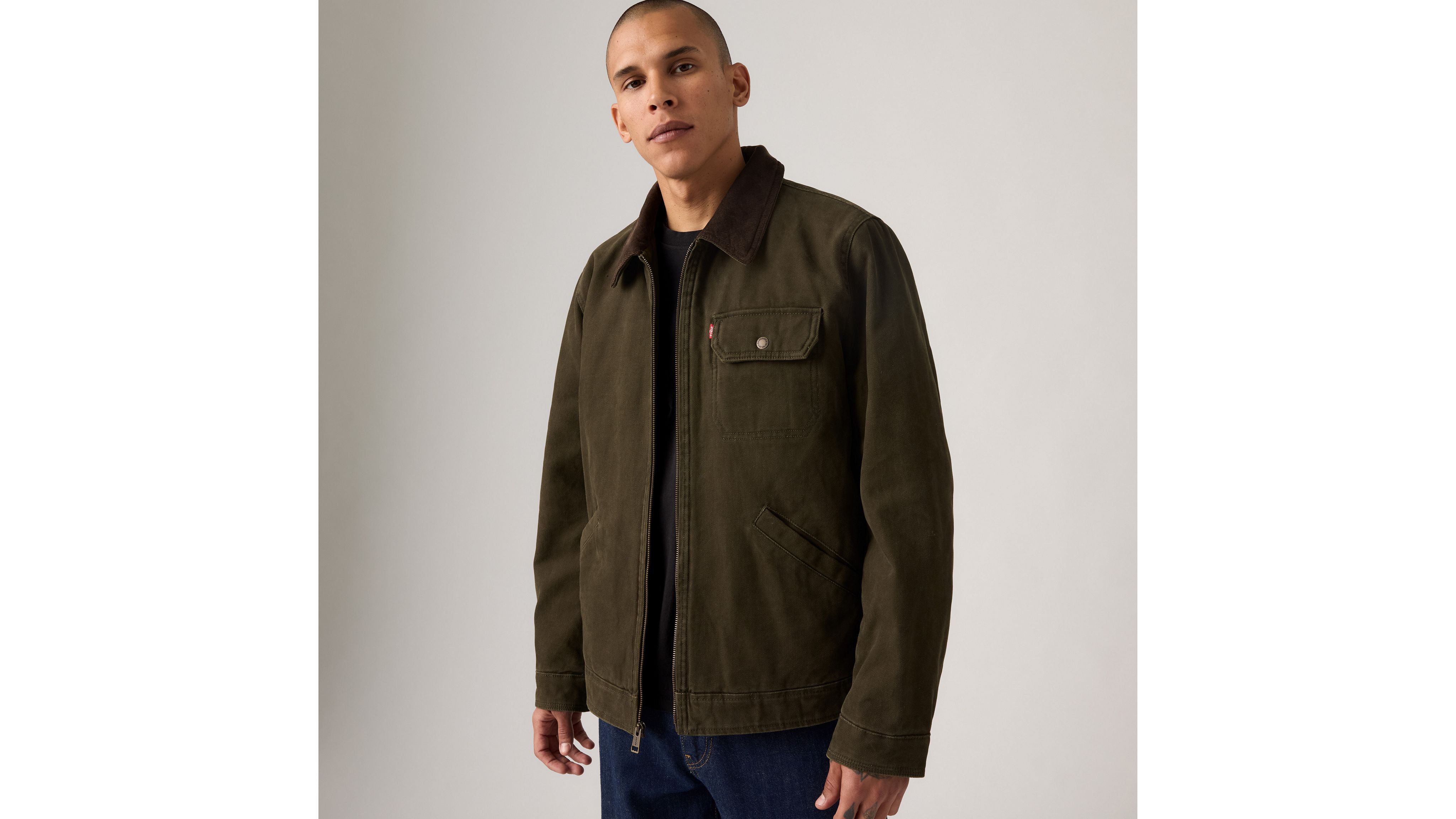 Levi's Cotton Canvas Depot Jacket With Blanket Lining In Green