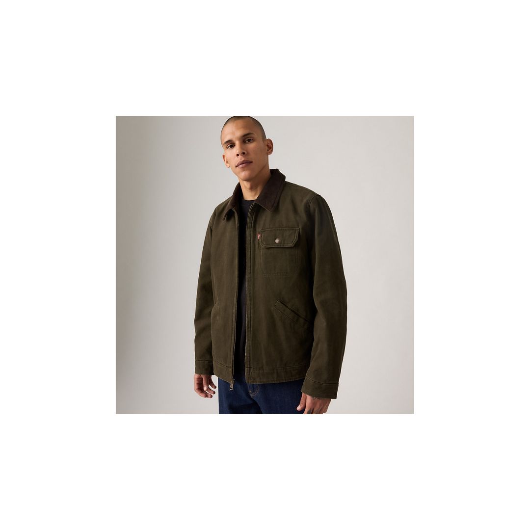 Levi's Cotton Canvas Depot Jacket With Blanket Lining In Green