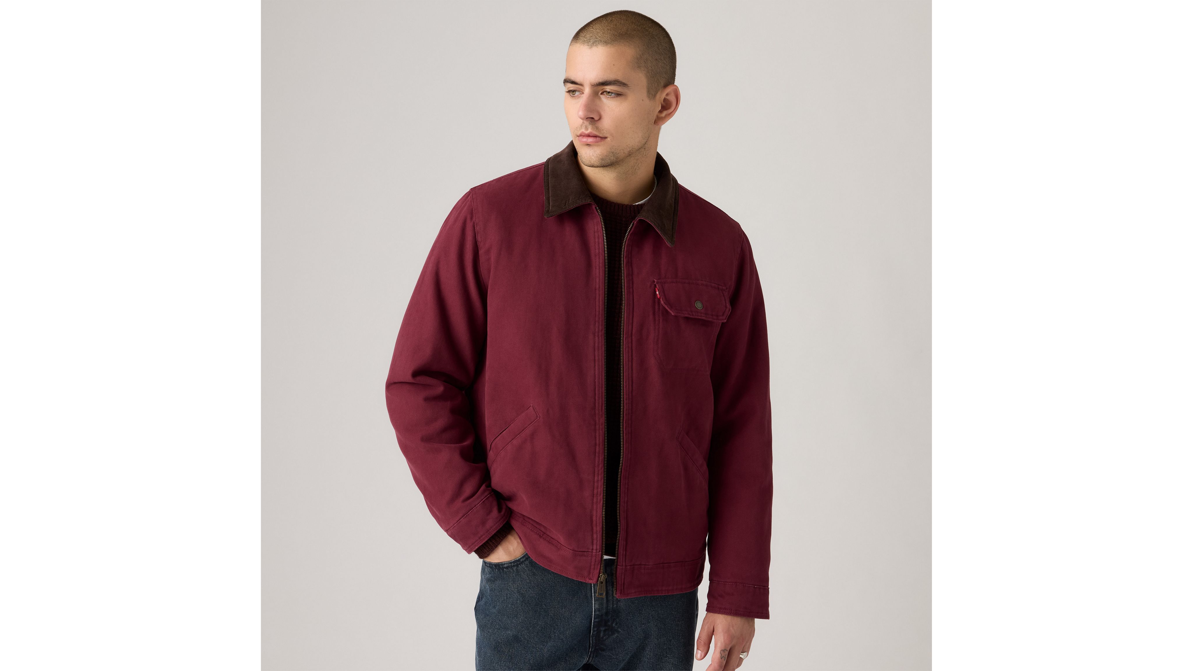 Levi's Cotton Canvas Depot Jacket With Blanket Lining In Red