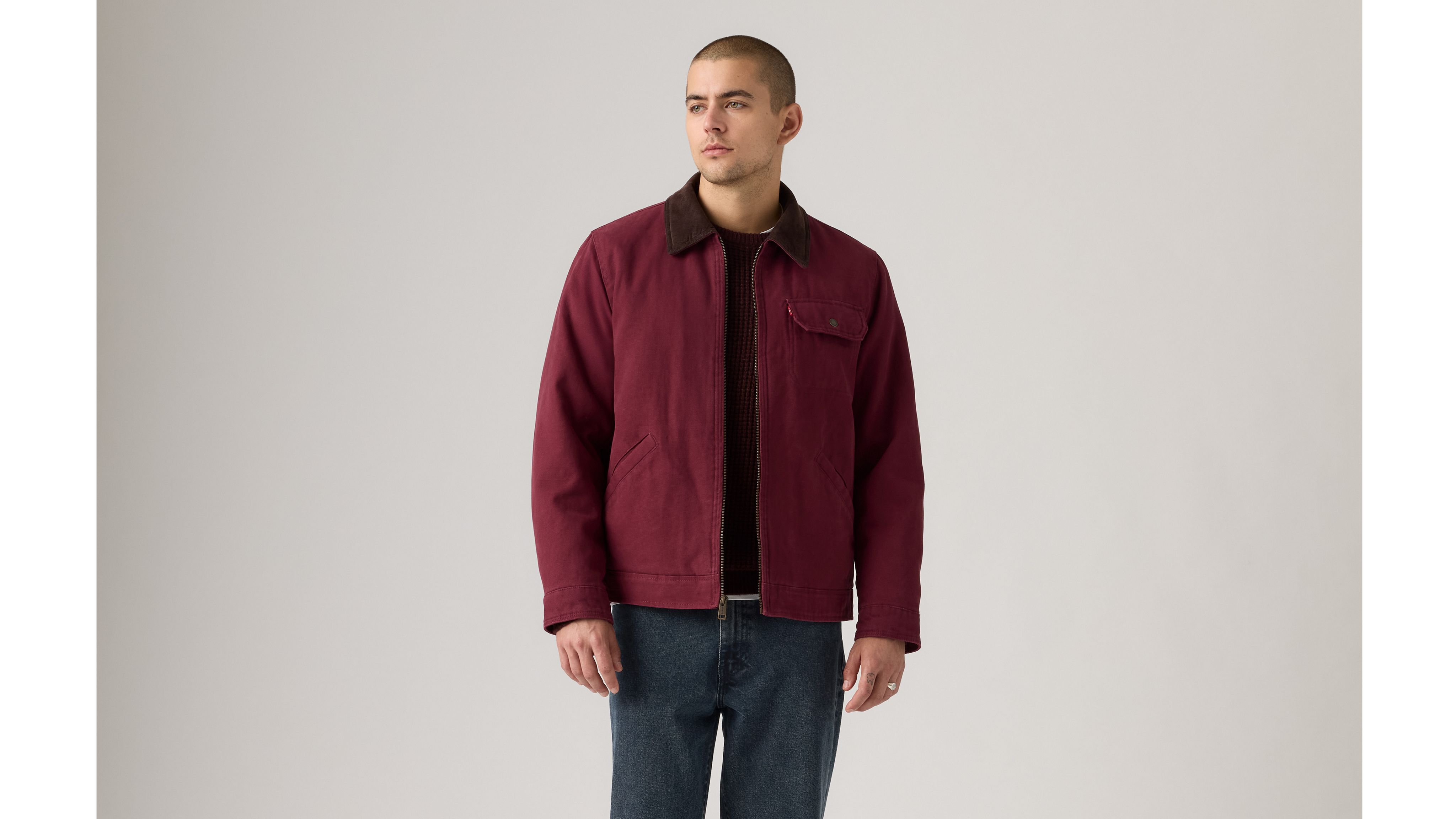 Levi's Cotton Canvas Depot Jacket With Blanket Lining In Red