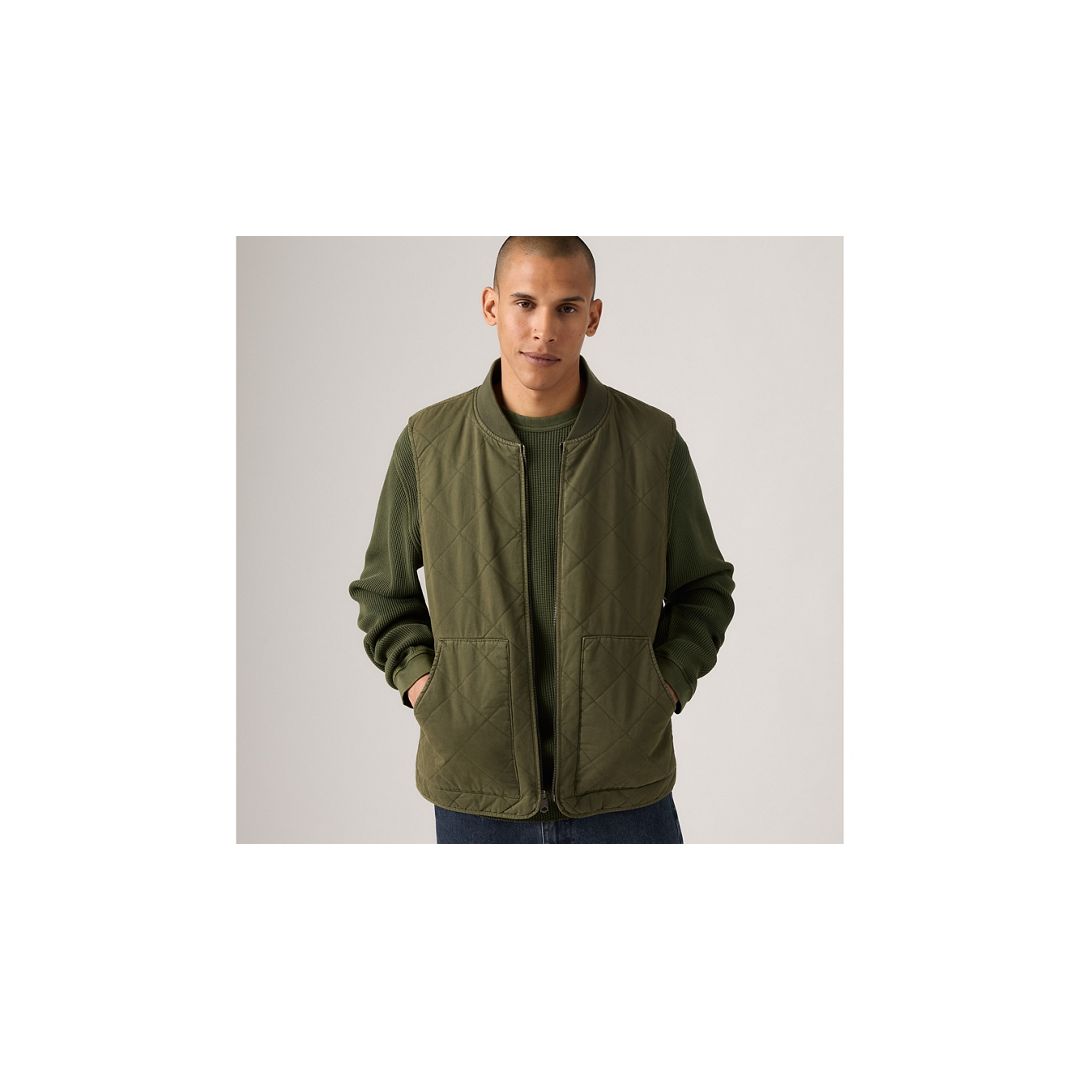 Levi's Quilted Utility Vest In Green