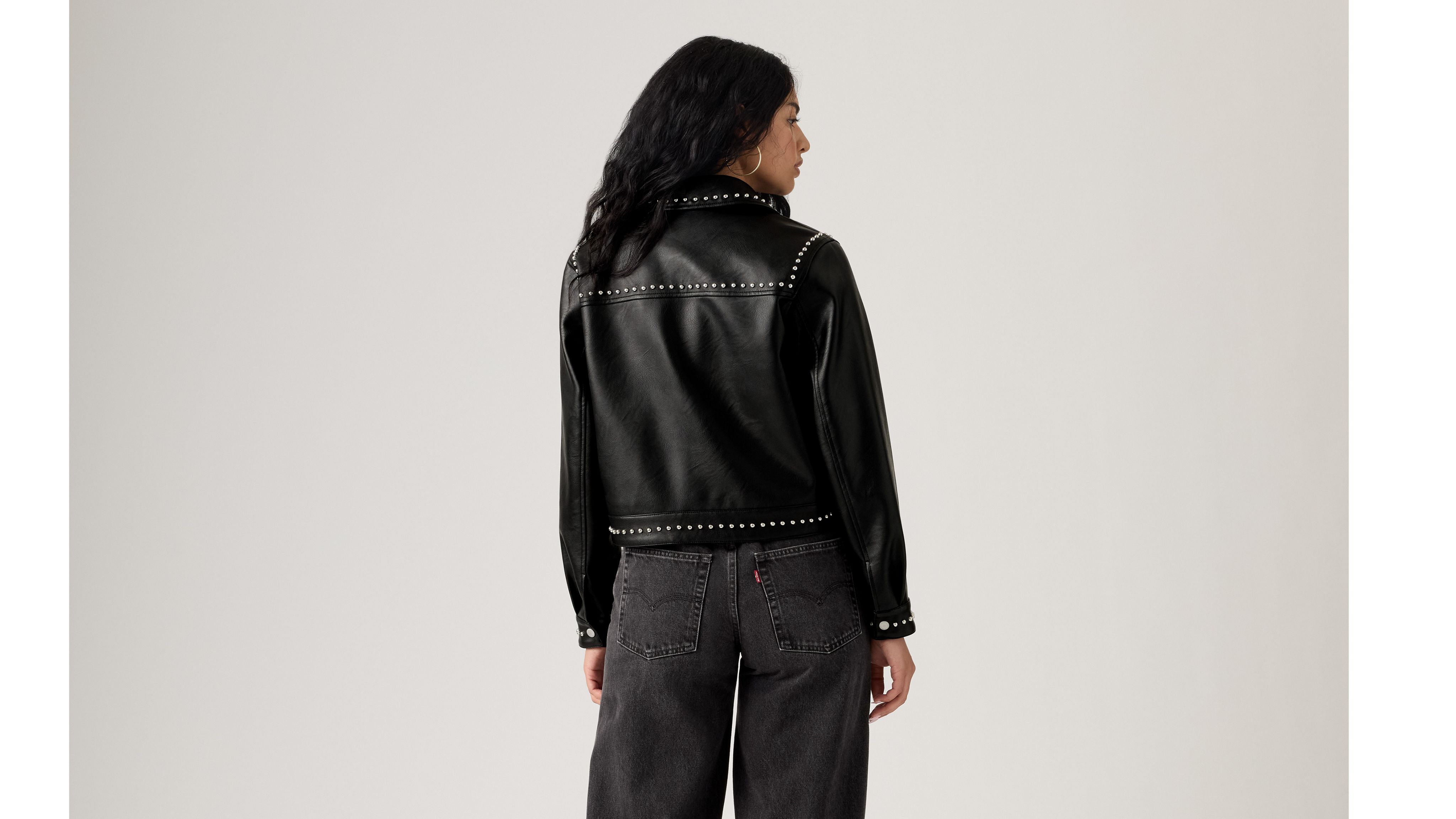 Levi's Faux Leather Studded Jacket In Black