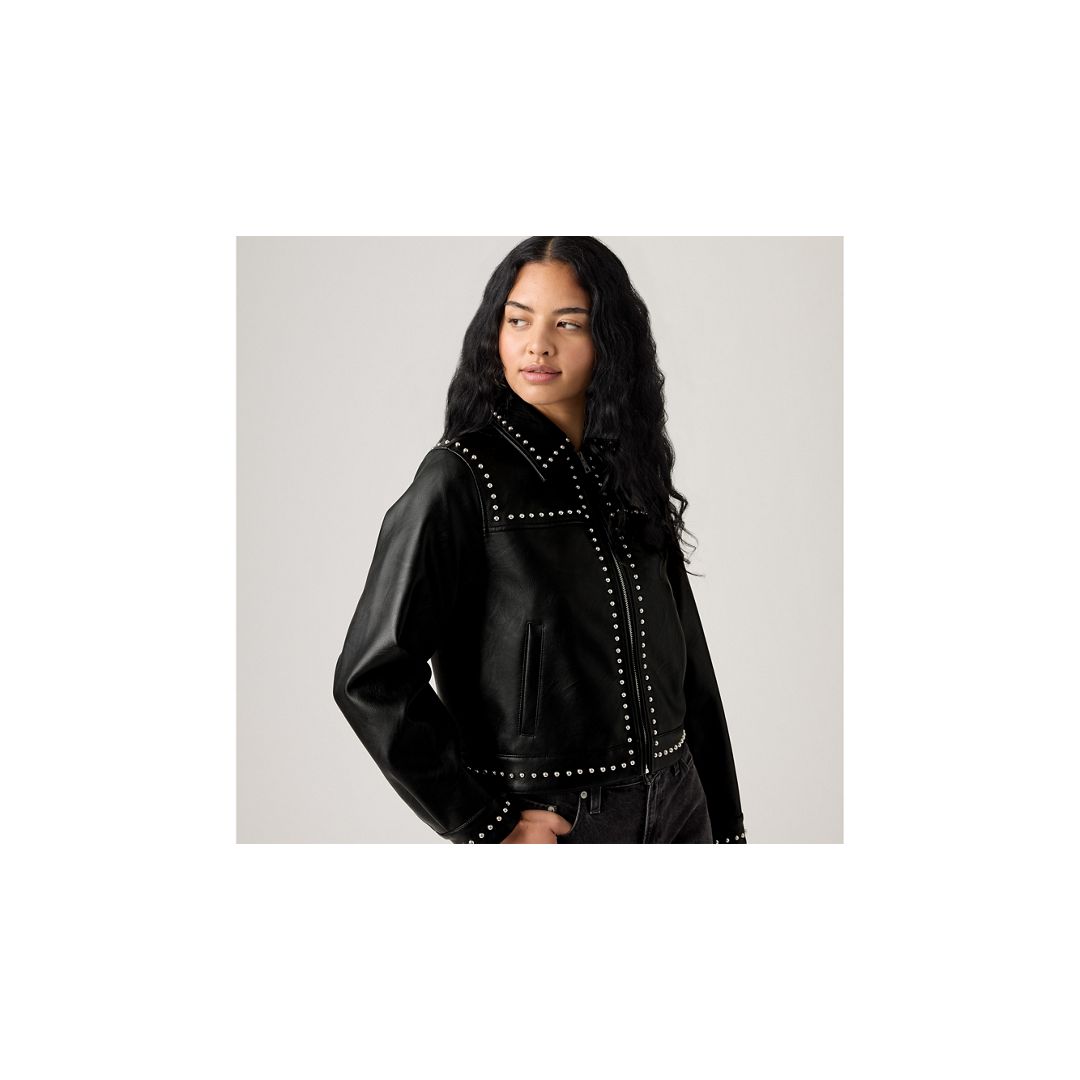 Levi's Faux Leather Studded Jacket In Black