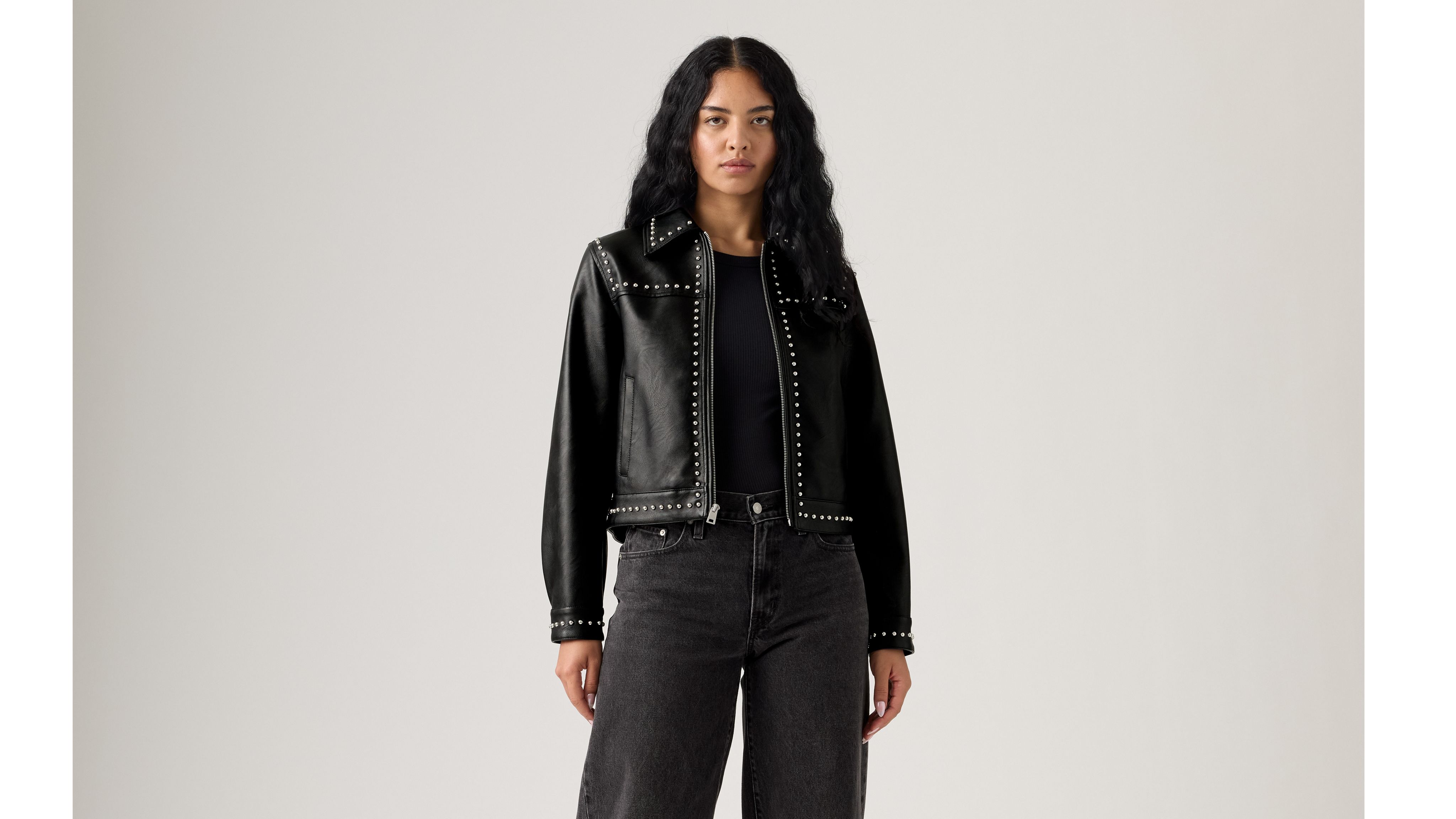 Levi's Faux Leather Studded Jacket In Black
