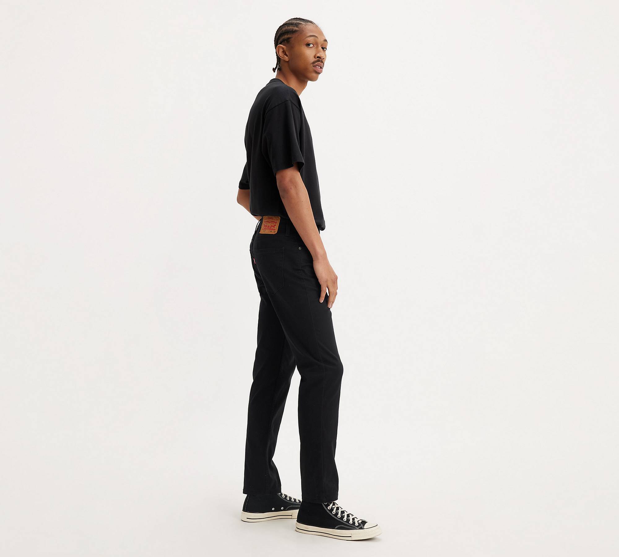 Mineral Washed Slim Bootcut Pants in Black