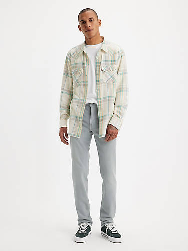 리바이스 Levi 511 Slim Fit Mens Jeans,Touch Of Frost Garment Dye - Grey - Stretch