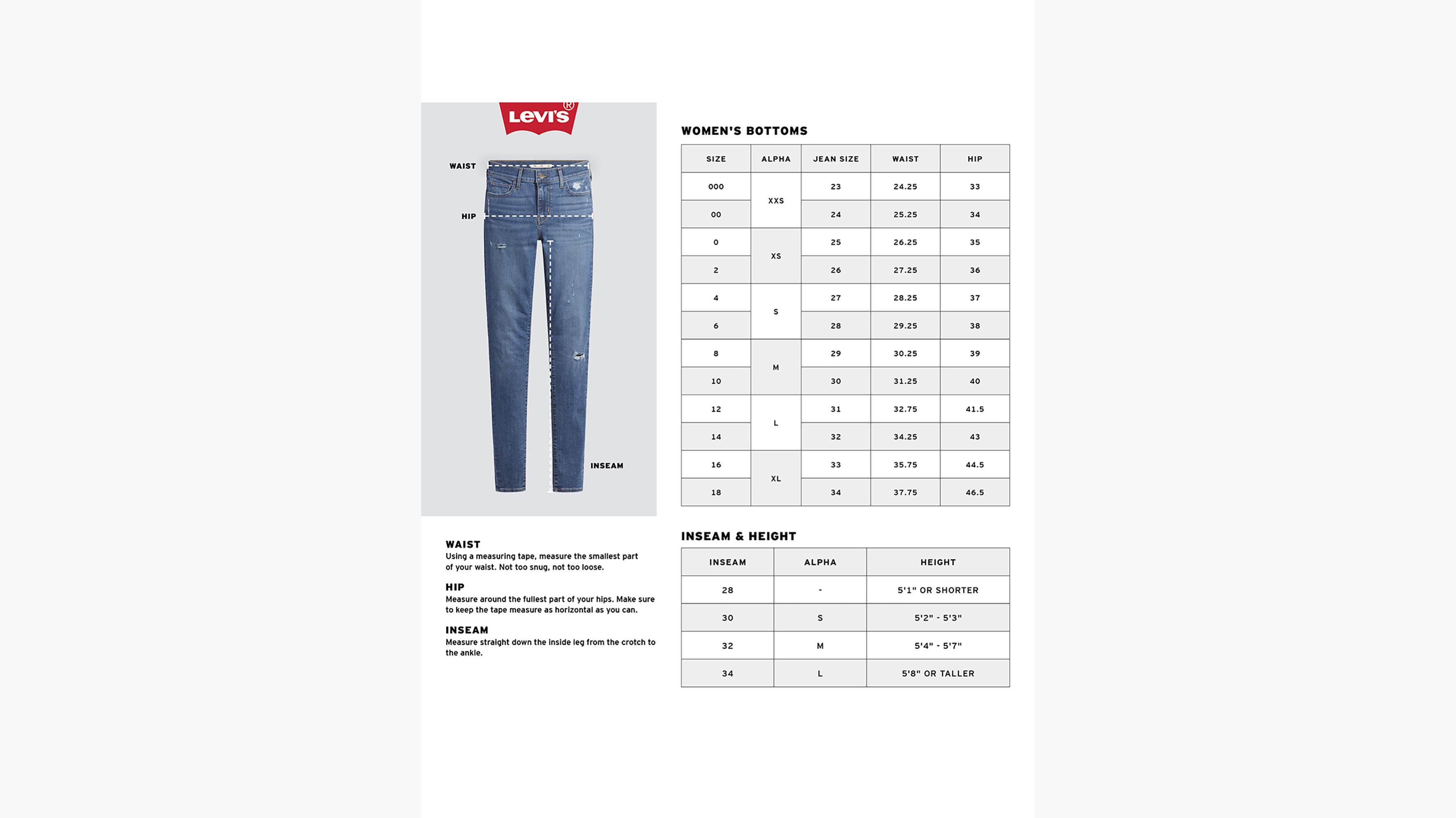 Longueur levis femme sale