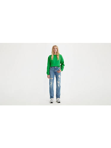 리바이스 Levi 501 Original Fit Womens Jeans,Hits Different - Medium Wash