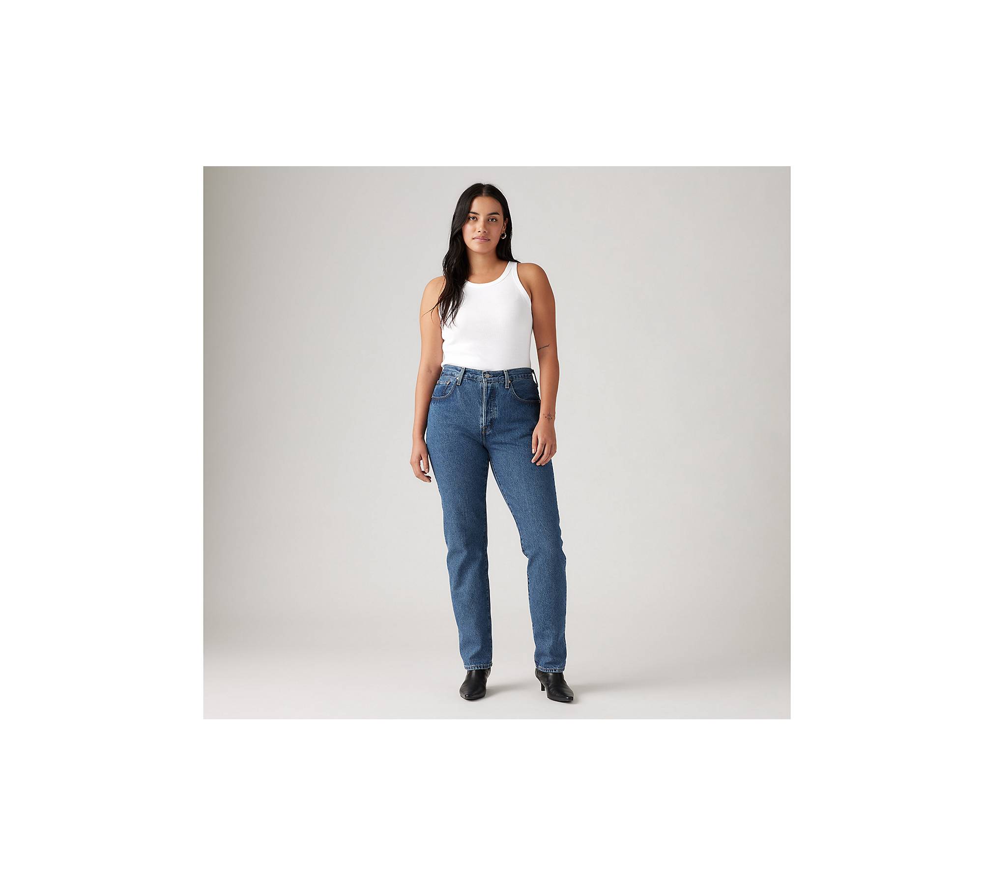  Women's Jeans High Waist Cut Out Straight Leg Jeans Women's  Jeans (Color : Medium Wash, Size : XX-Small) : Clothing, Shoes & Jewelry