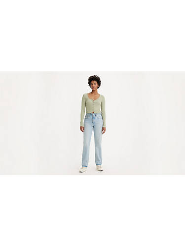 리바이스 Levi 501 Original Fit Womens Jeans,Far Focus - Light Wash