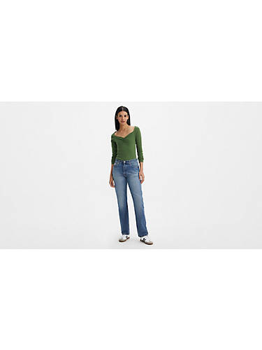 리바이스 Levi 501 Original Fit Plant Based Womens Jeans,Blue From Green - Medium Wash
