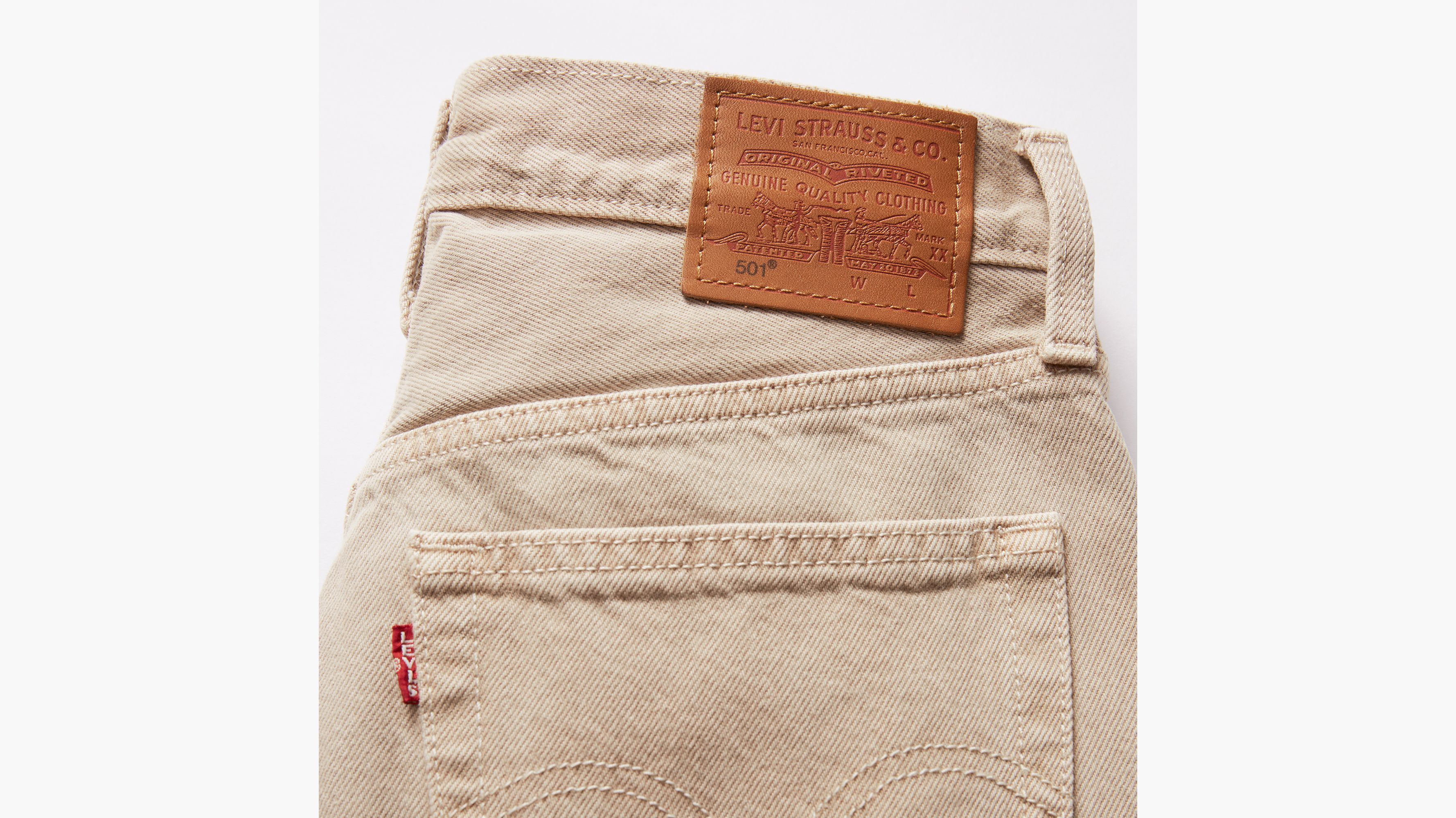 Levi's 501 Made in USA Beige Straight Regular Mom Jeans High