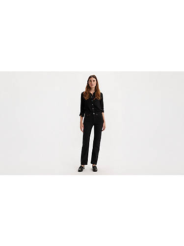 리바이스 Levi 501 Original Fit Womens Jeans,Black Sprout - Black