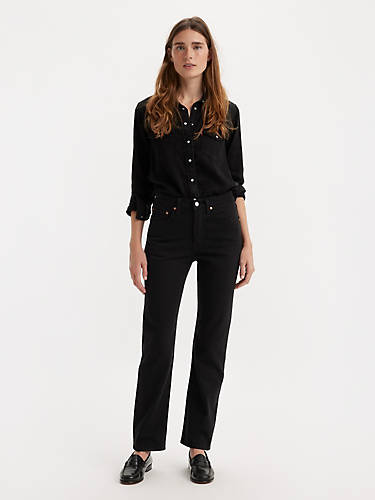 리바이스 Levi 501 Original Fit Womens Jeans,Black Sprout - Black
