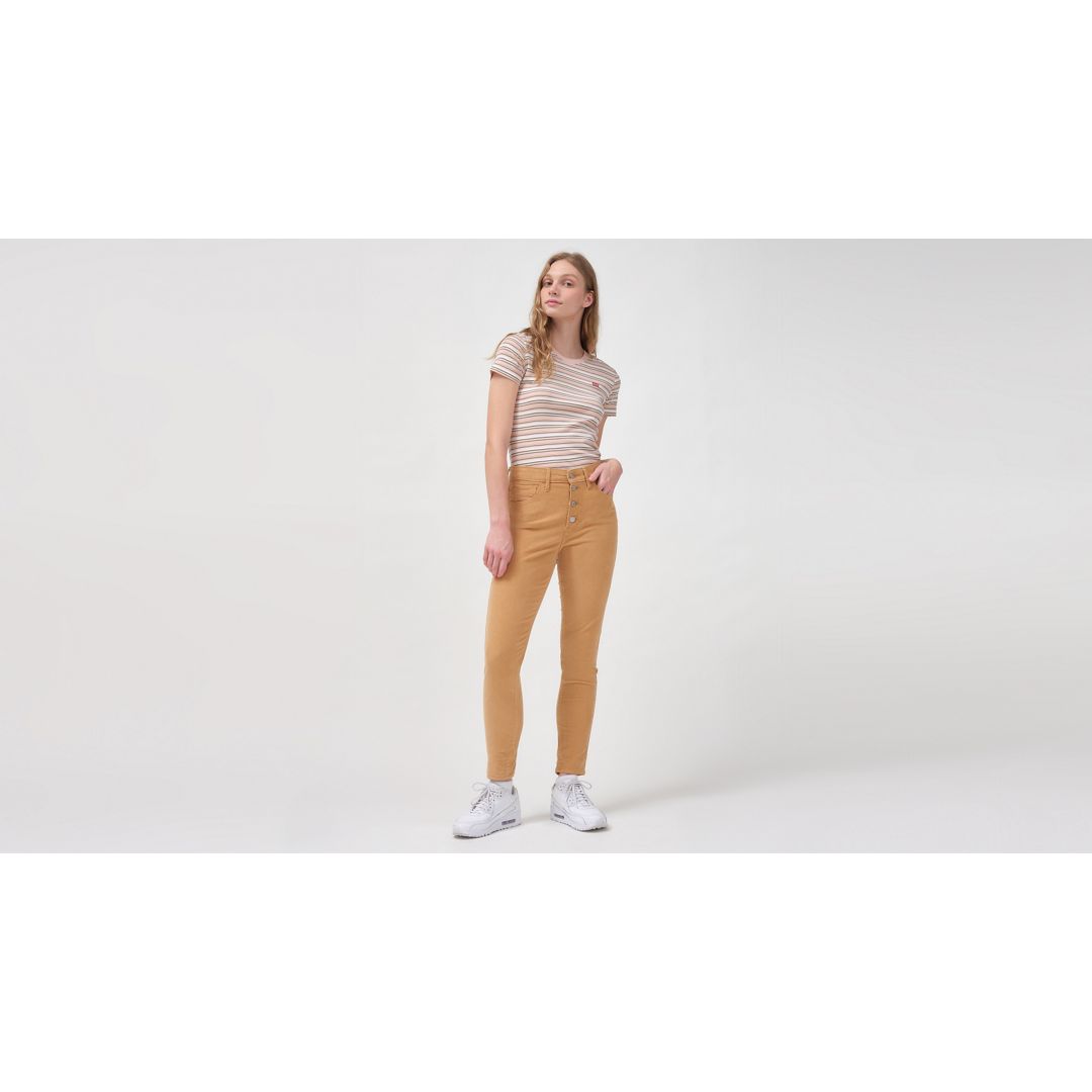 Levi's 721 Corduroy High Rise Button Front Skinny Women's Pants 25x30 In Brown