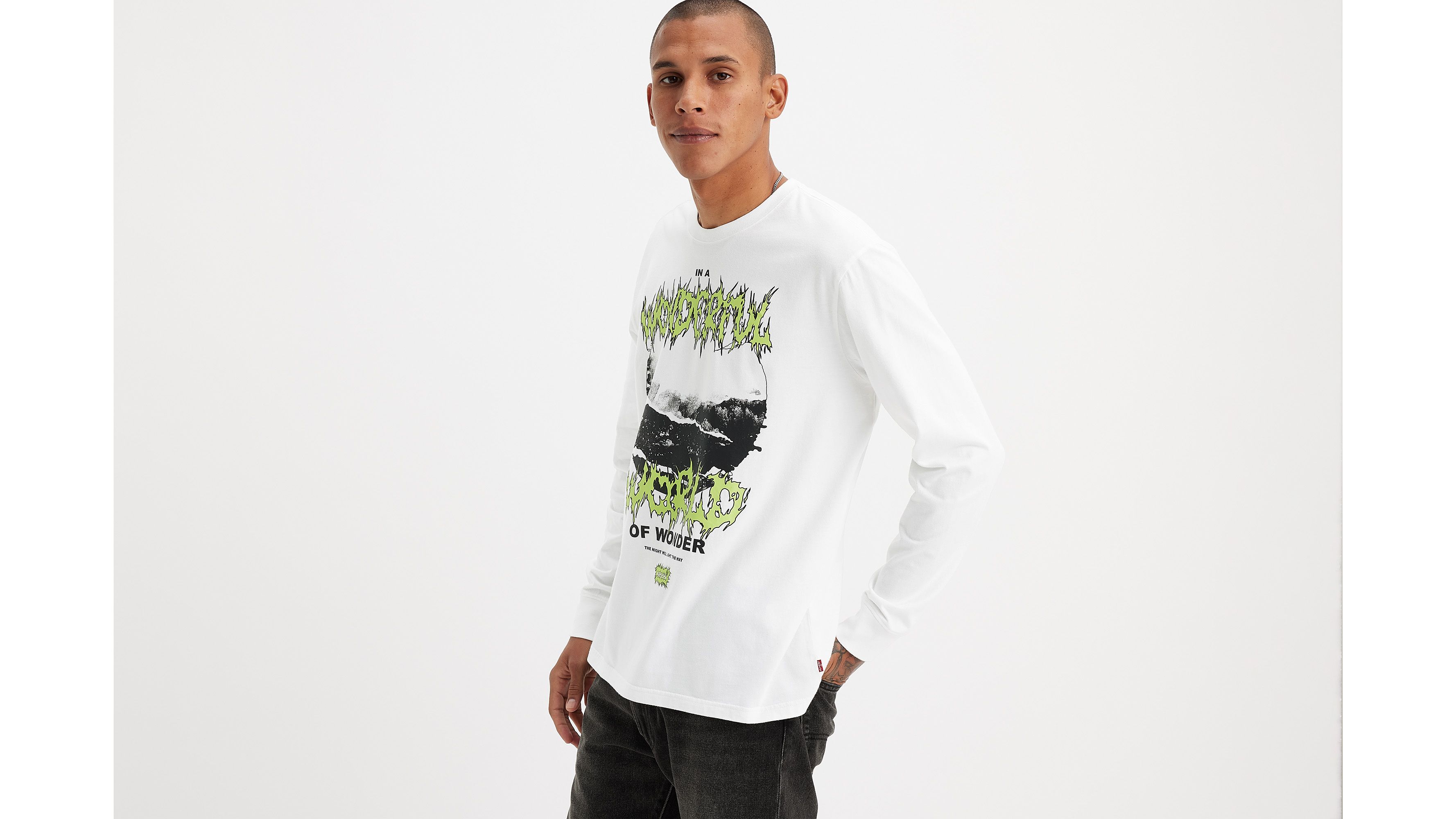 Levi's Homme Long-Sleeve Standard Graphic Tee T-Shirt, White, XXS :  : Mode