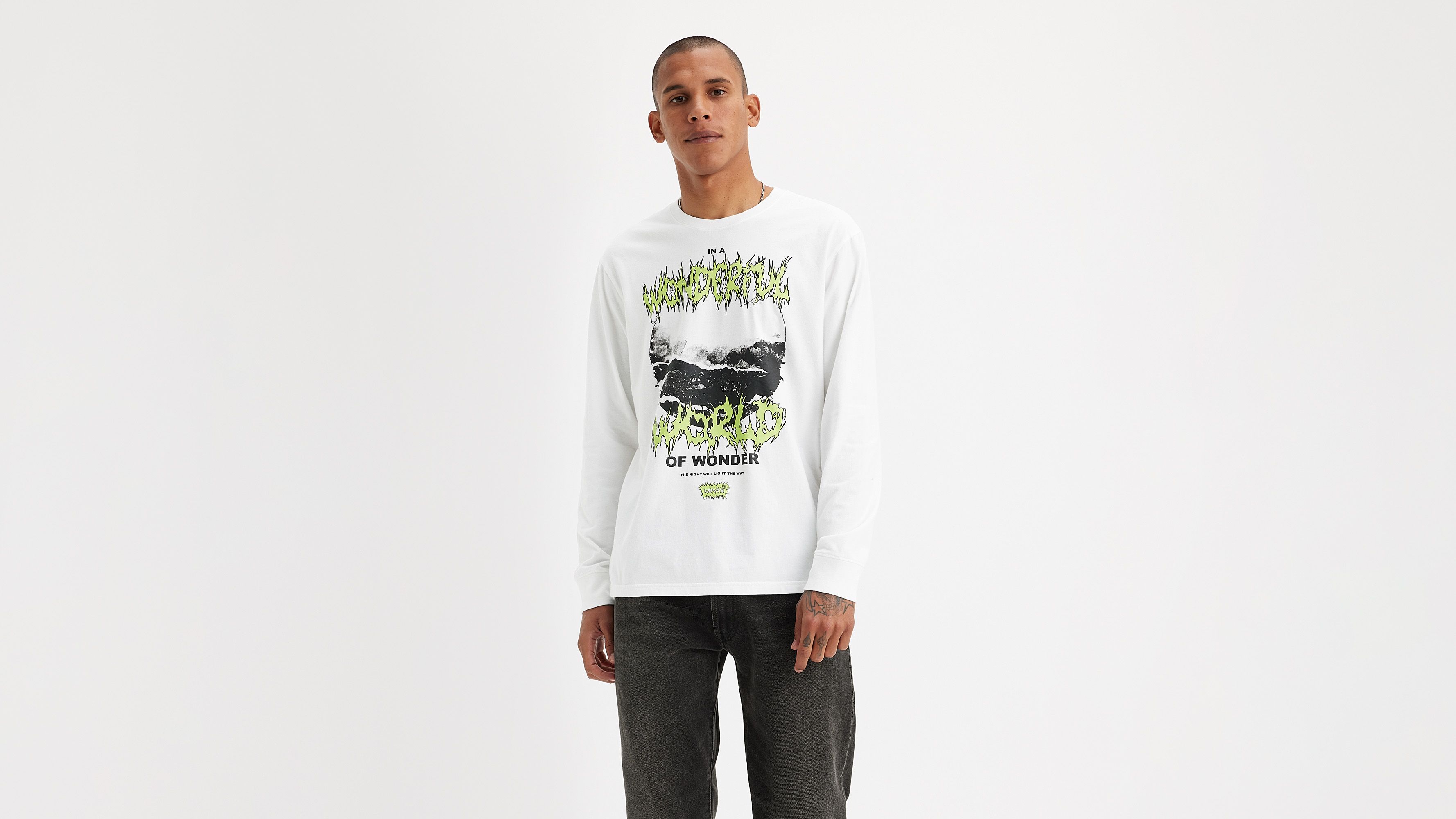 Men's Relaxed Long-Sleeve Logo Graphic Tee, Men's Tops