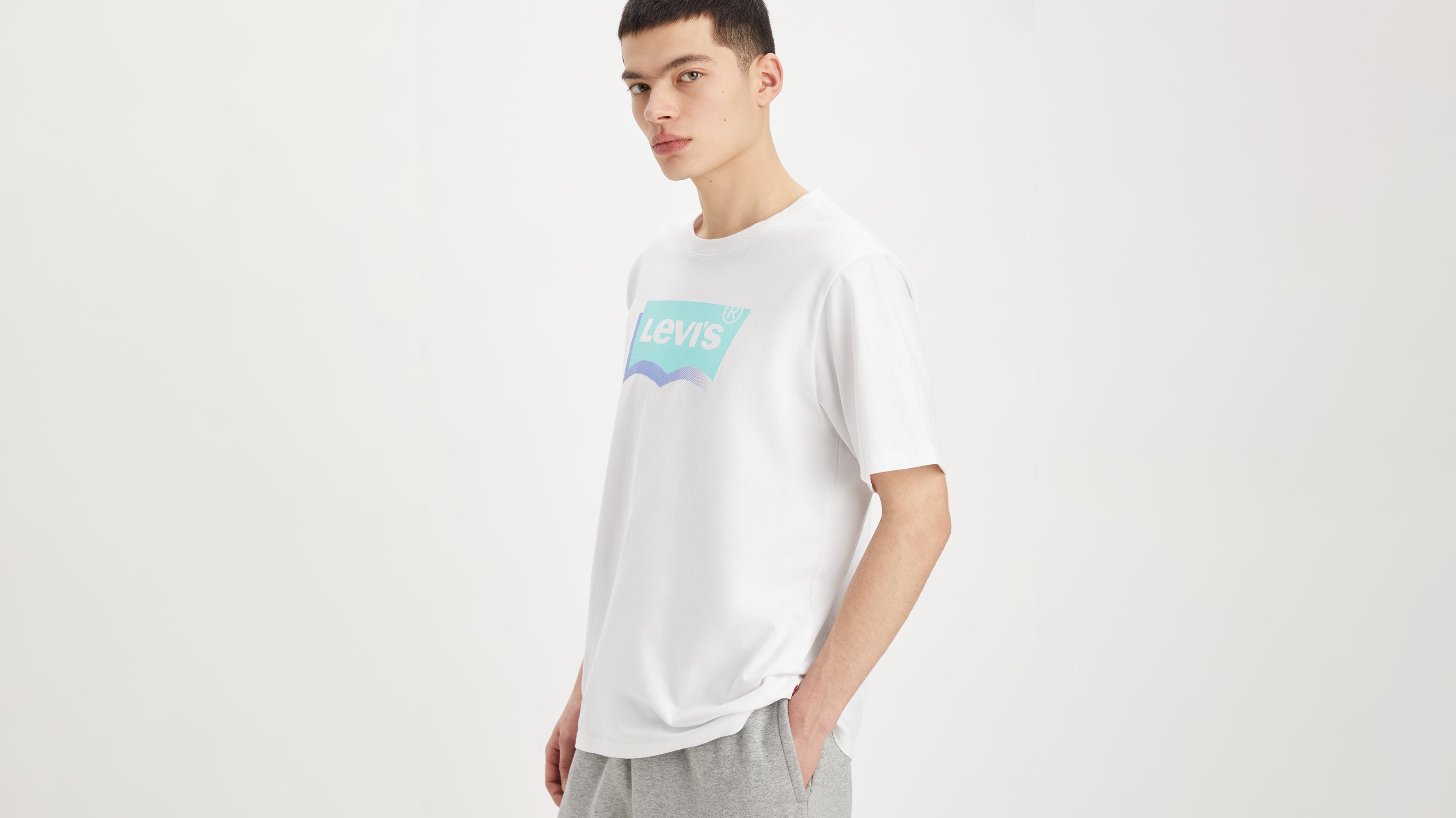 Mens white shop levi t shirt