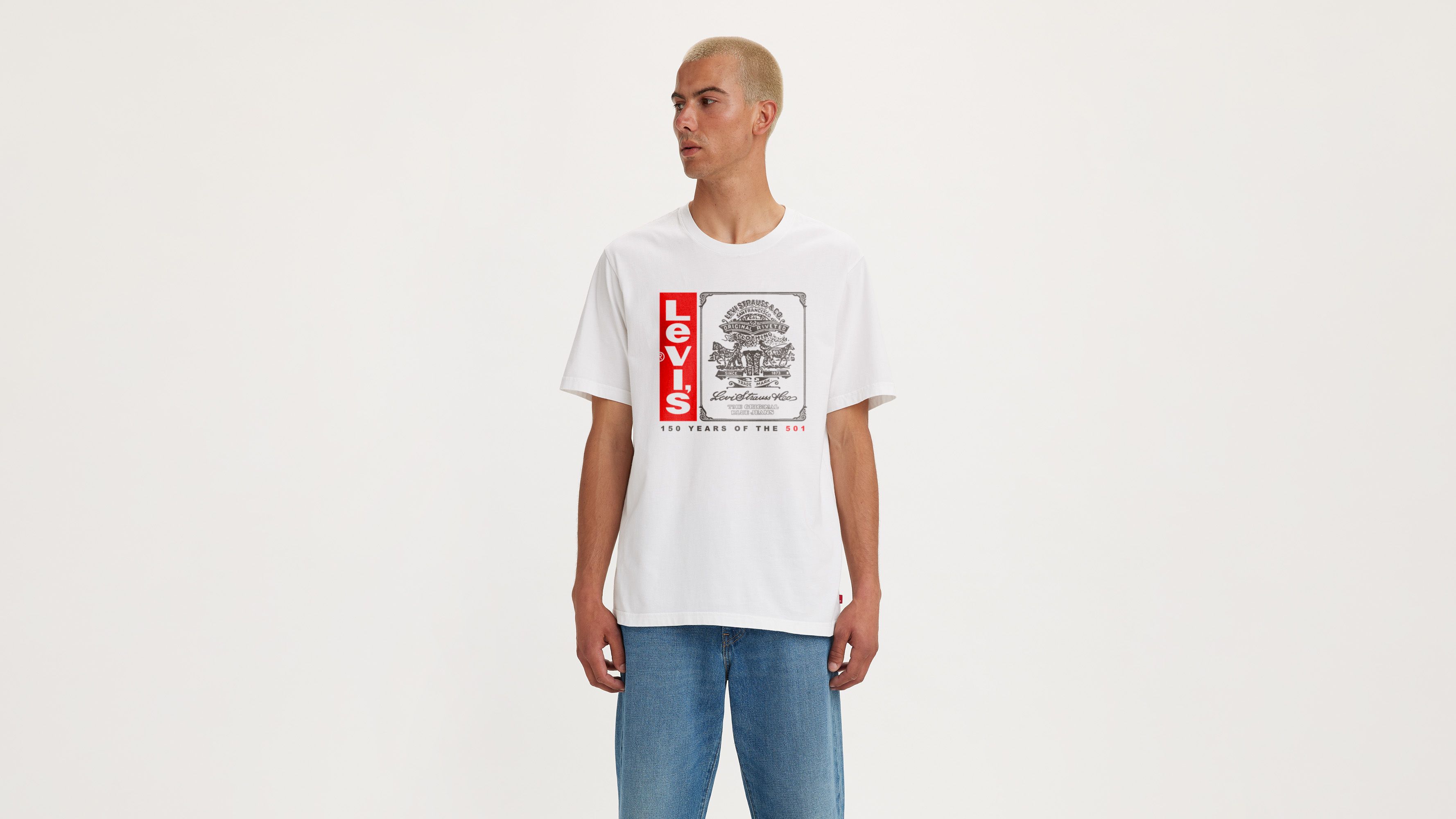 T-Shirt Levis Relaxed Fit Poster Blanc Homme