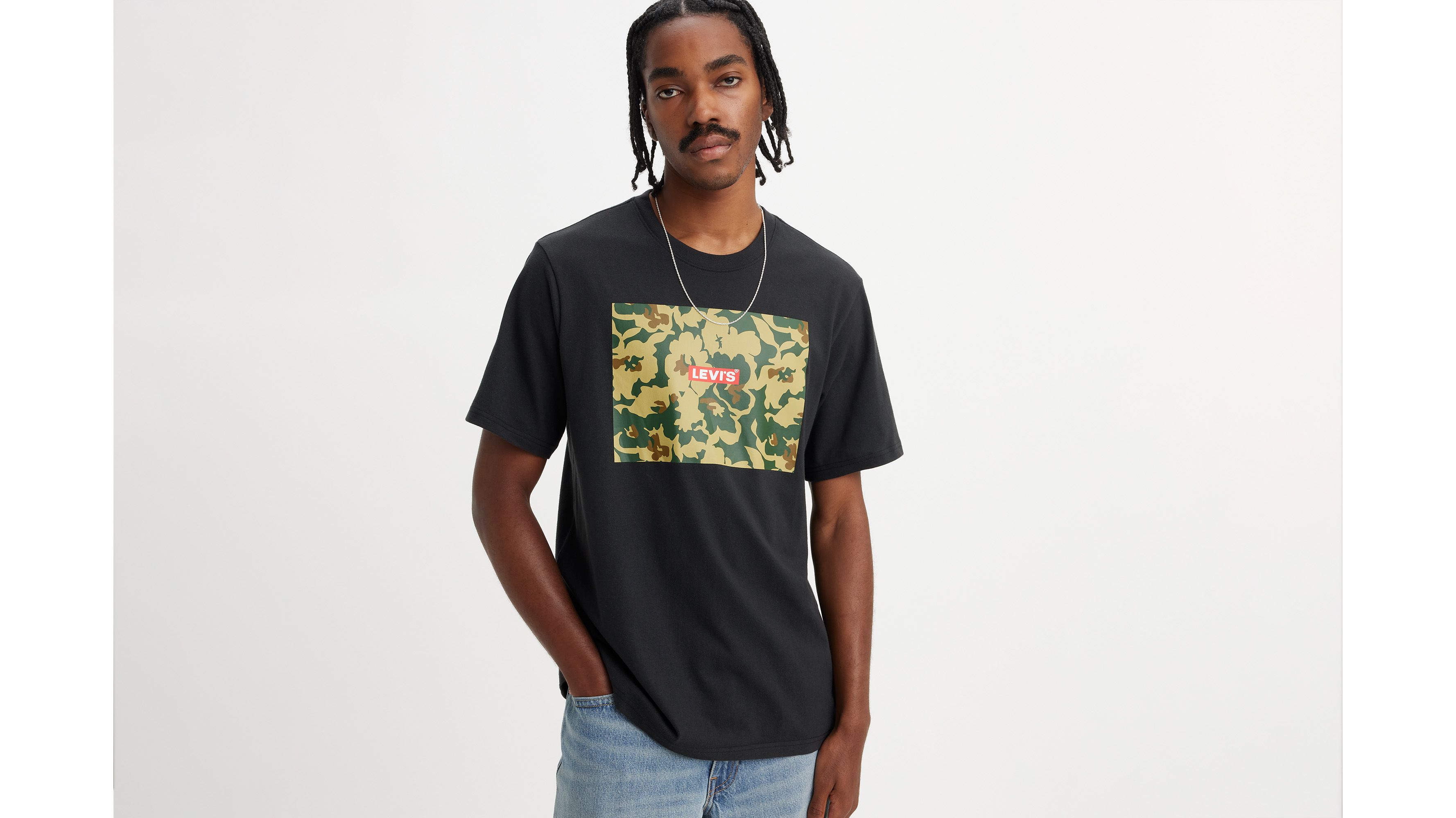 【SATIIIZ】Root 66 Pigment Short-Sleeved T-Shirt Relaxed Fit Short Sleeve Graphic T-shirt - Black | Levi's® US