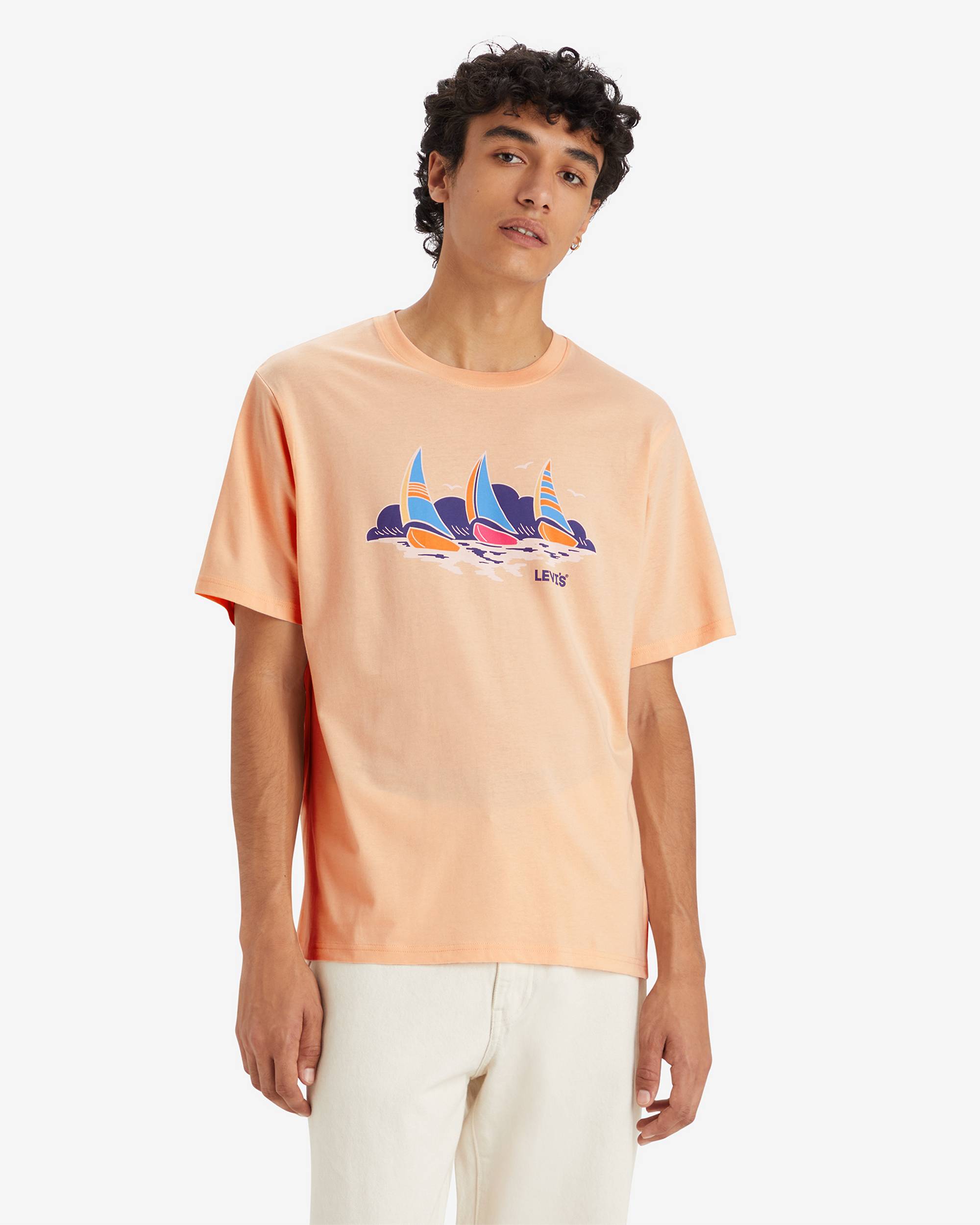 PEACH SHORT SLEEVES RELAXED FIT T-SHIRT WITH PRINT, BABY PEACH SHORT SLEEVES RELAXED FIT T-SHIRT WITH PRINT, BABY