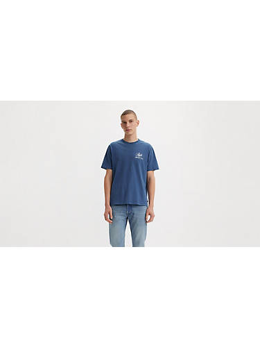 리바이스 Levi Relaxed Fit Short Sleeve Graphic T-shirt,Brin Palm Tree Garment Dye Vintage Indigo - Blue