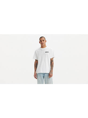 리바이스 Levi Relaxed Fit Short Sleeve Graphic T-shirt,Tie Back White - White