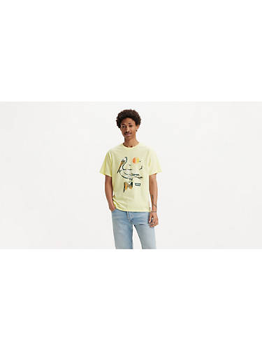 리바이스 Levi Relaxed Fit Short Sleeve Graphic T-shirt,Pelican Wax Yellow - Yellow