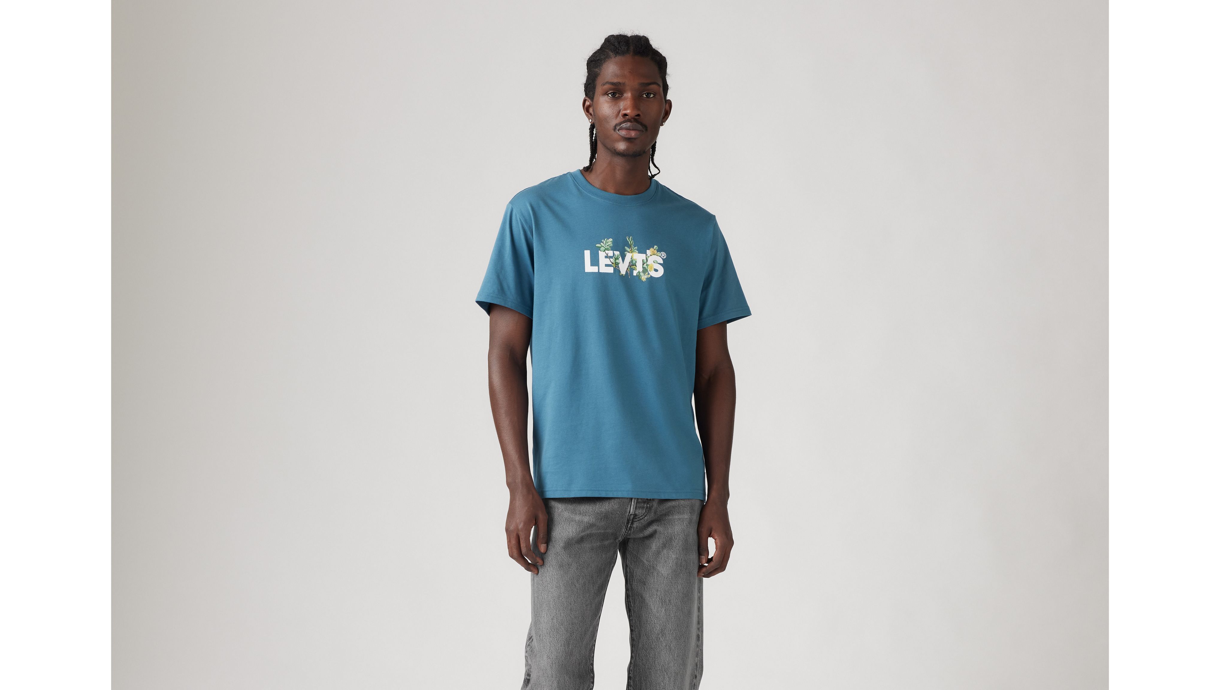 ★ ★ Men's Regular Fit Graphic Wash Short Sleeve Relaxed Fit Short Sleeve Graphic T-shirt - Blue | Levi's® US