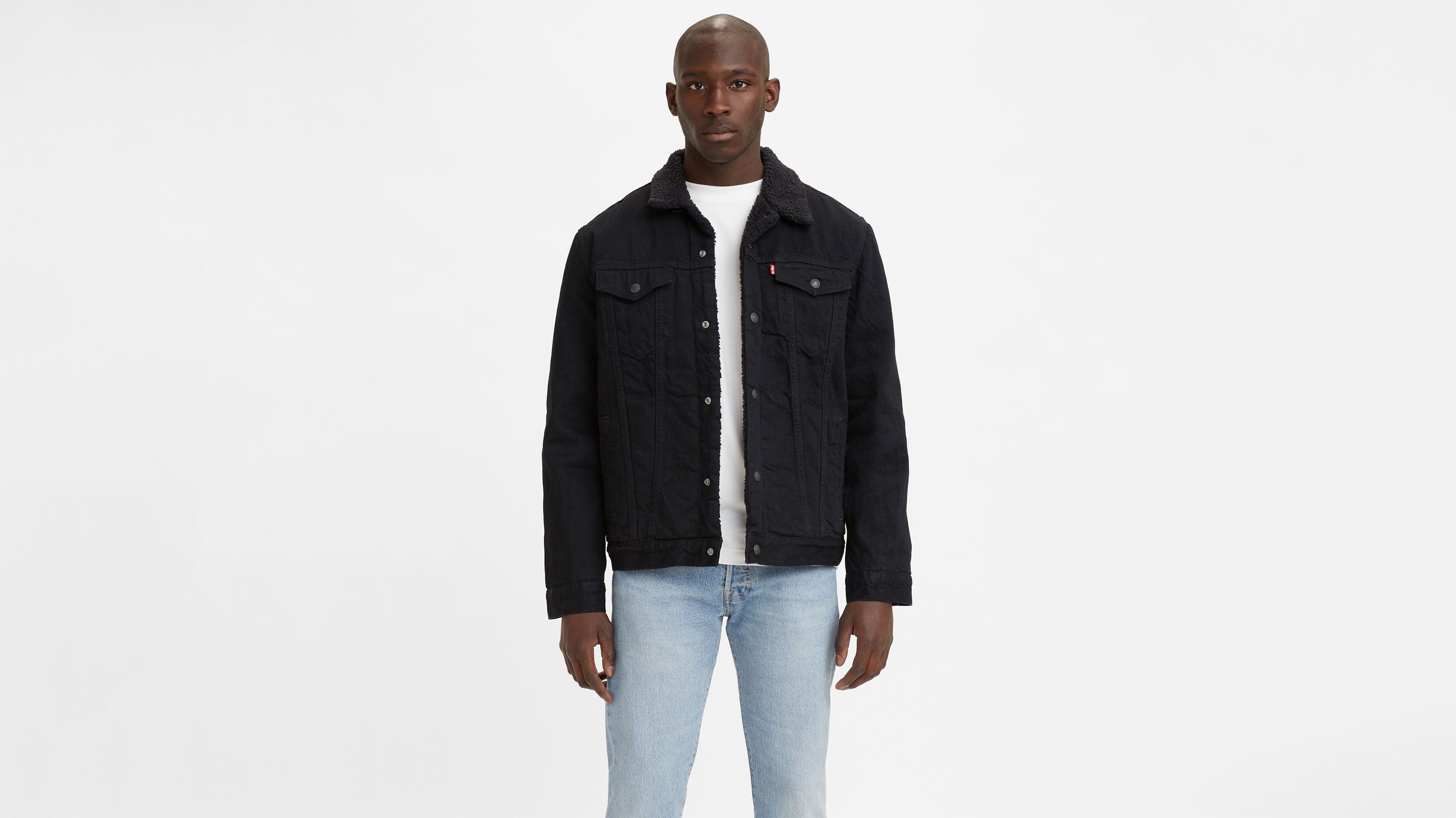 Levis sherpa jacket mens black online