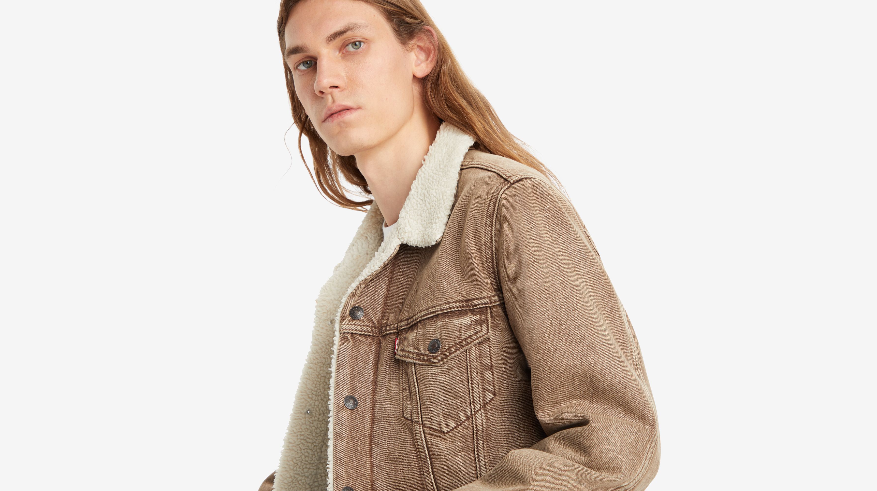 Levis type 3 hot sale sherpa trucker beige